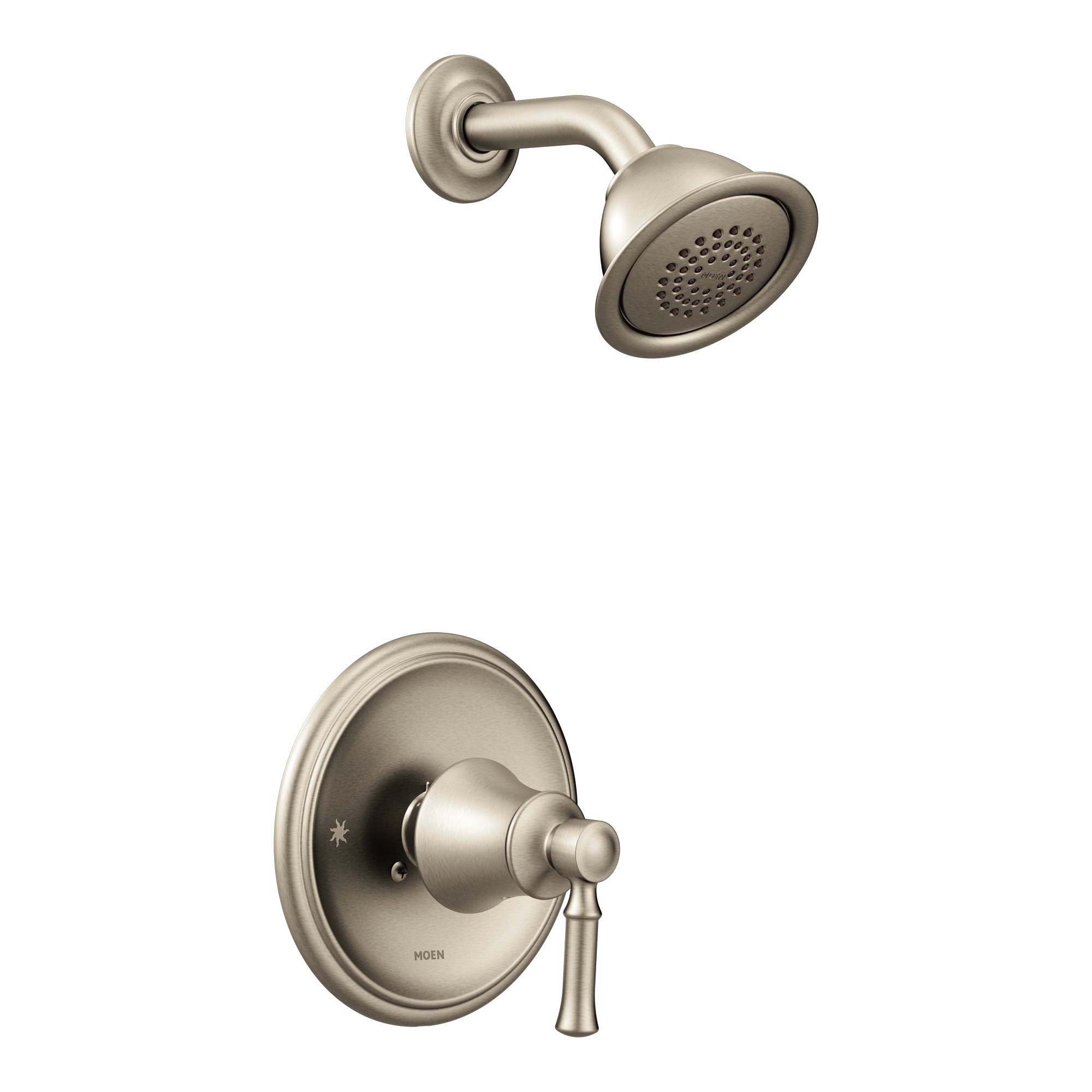 Moen Dartmoor Brushed Nickel 1-handle Single function 4-in Round Shower Faucet No (not included)