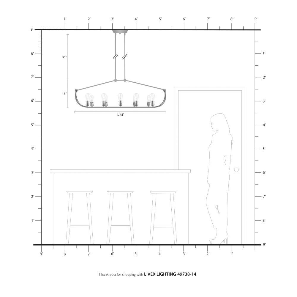 Archer 10-Light Black and Nickel Linear Chandelier