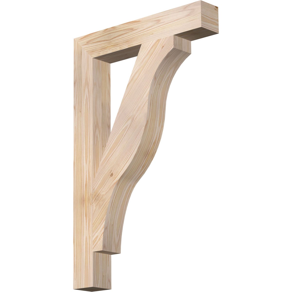 Ekena Millwork BKT04X22X34FST05SDF Funston Block Smooth 3-1/2-in x 22-in x 34-in Douglas fir Brown Wood Standard bracket