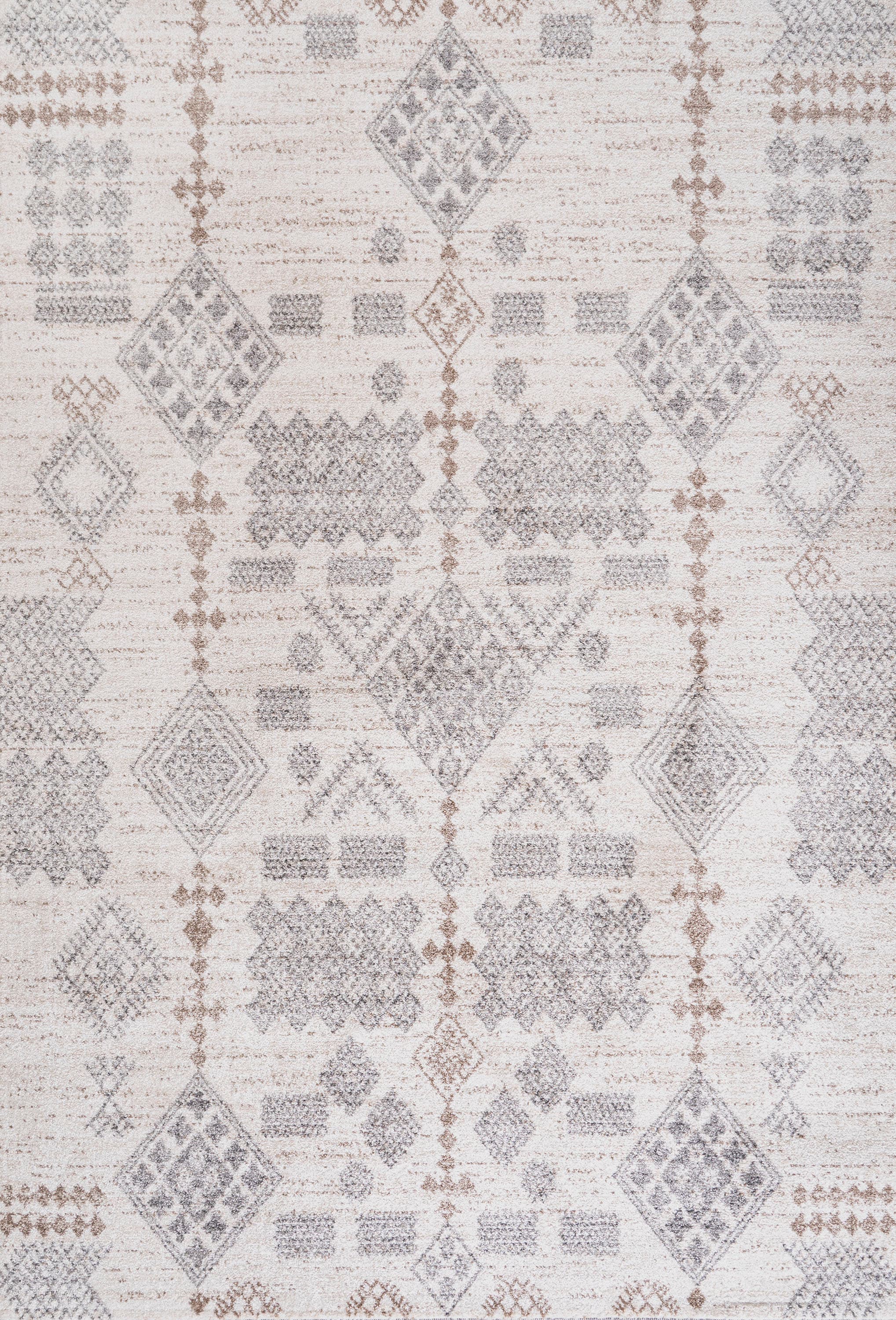 Bhalil 5' x 8' Gray and Beige Geometric Area Rug
