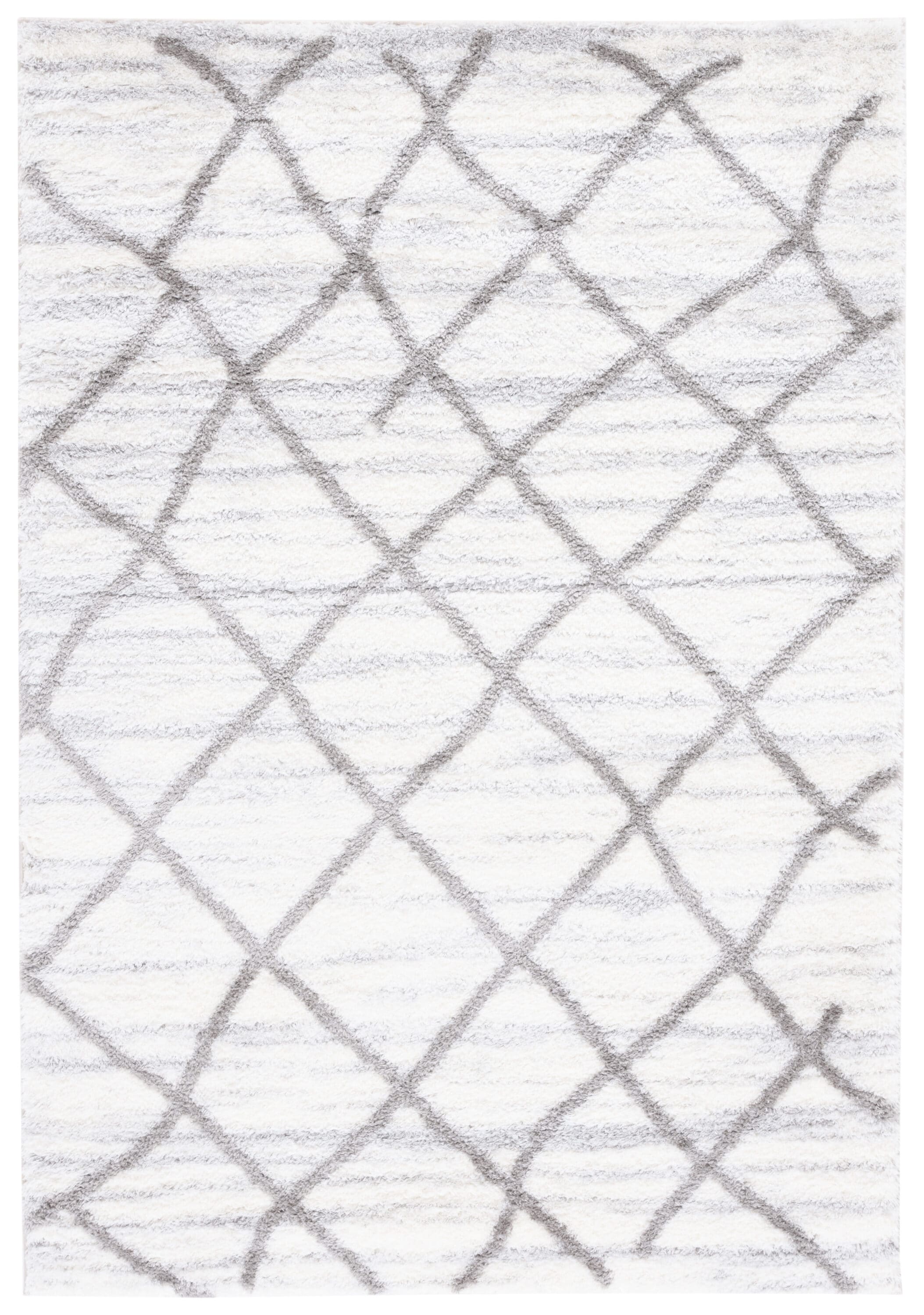 Tahoe Gray and White Geometric Shag Area Rug