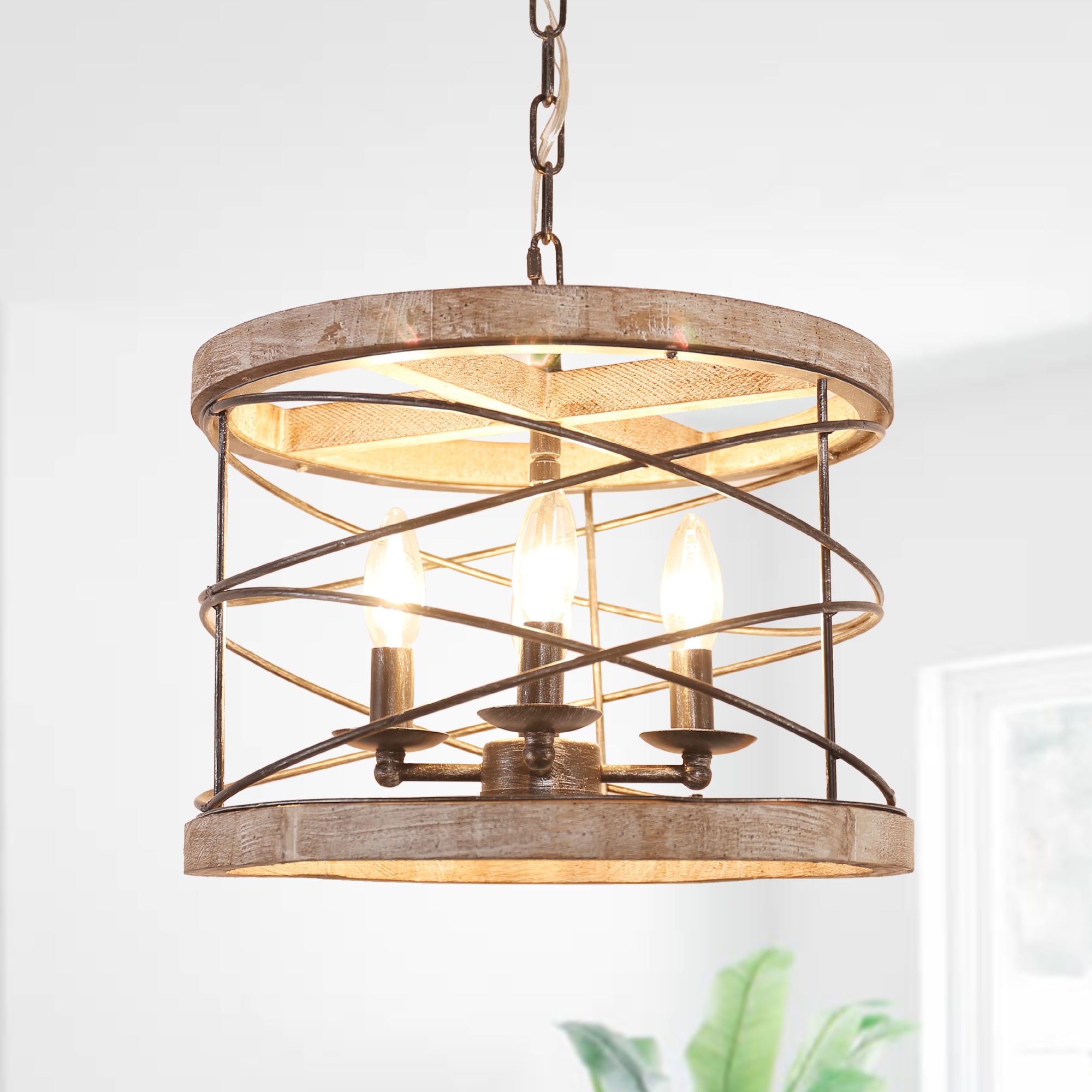 Bella Depot FC4048-4H FC4048 4 -Light Brown French country/cottage Wood For Use in Bedrooms, Dining Rooms, Foyers, Kitchens, Living Rooms Chandelier