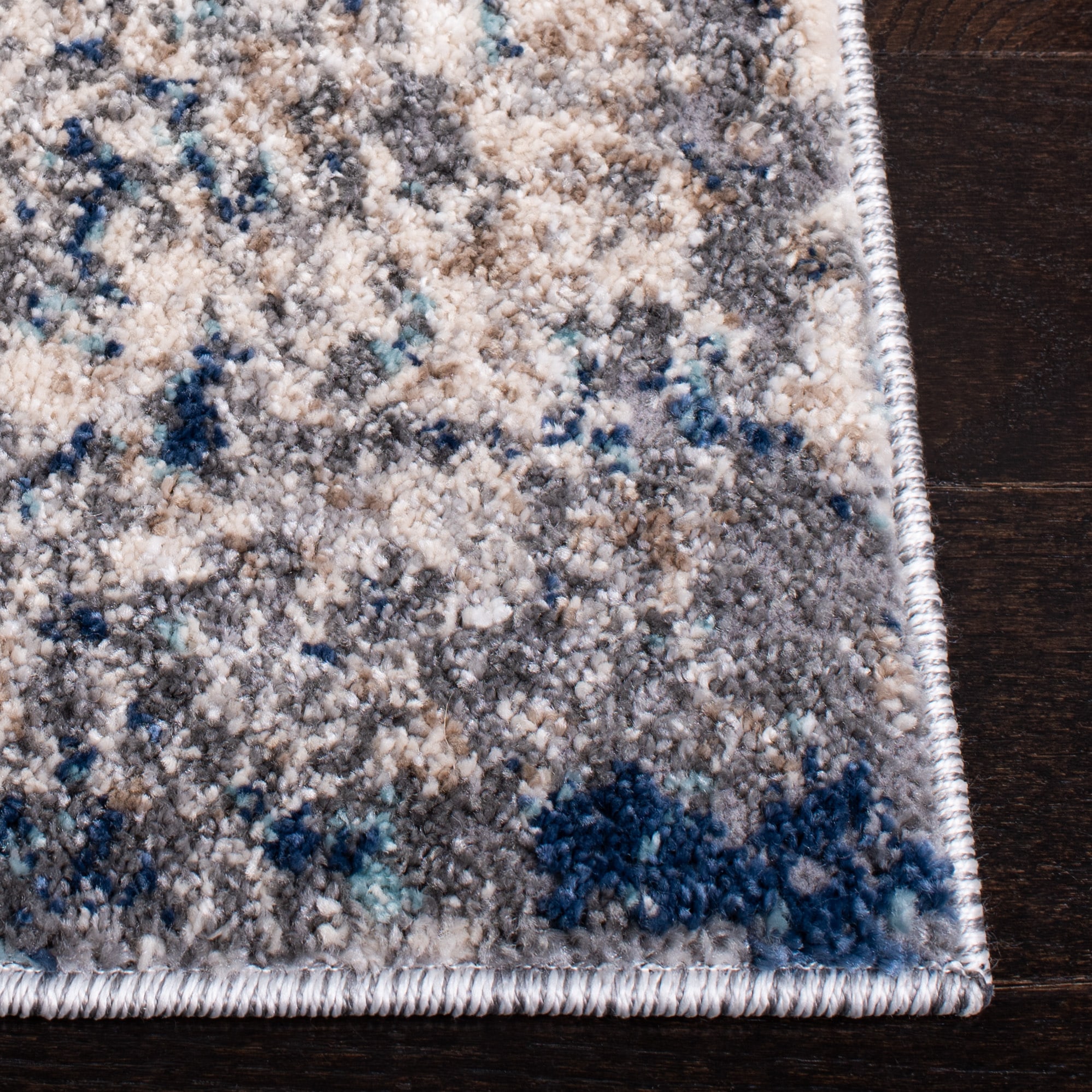 Abstract Elegance 5'3" x 7'7" Hand-Knotted Gray Synthetic Area Rug