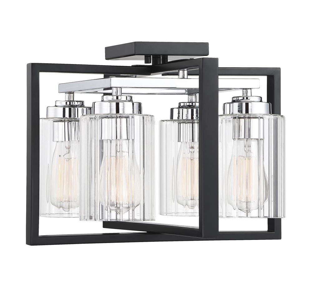 LW-SH604739 1-Light 16-in Matte Black with Polished Chrome Accents Flush Mount Light