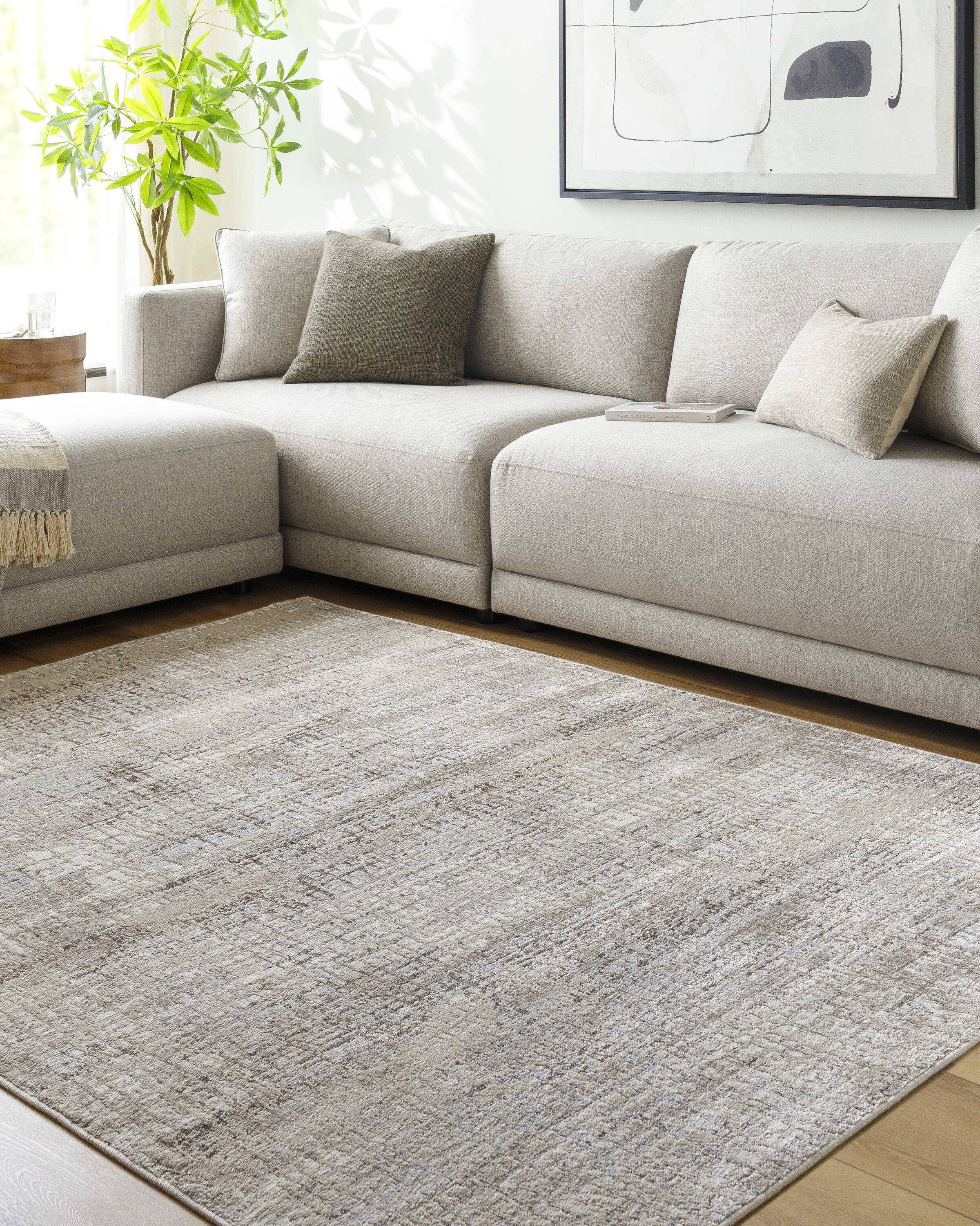 Livabliss BYD2300-537 Beyond 5 x 7 (ft) Polyester/Polypropylene Beige Rectangular Indoor Rustic Area rug