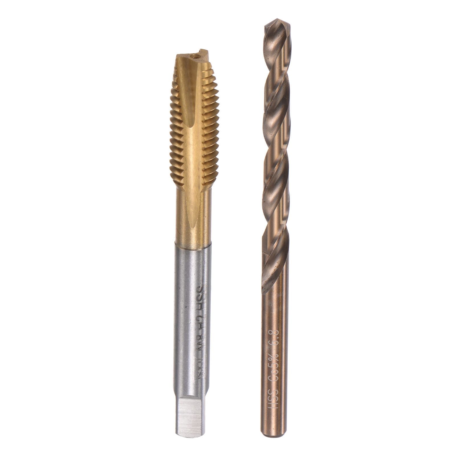 Unique Bargains M8 x 1.25 Spiral Point Thread Tap and 6.8mm Drill Bit Set Metric Titanium Plated Cobalt High Speed Steel Machine Screw Thread Tap Threading Tool #S25092300UX2260