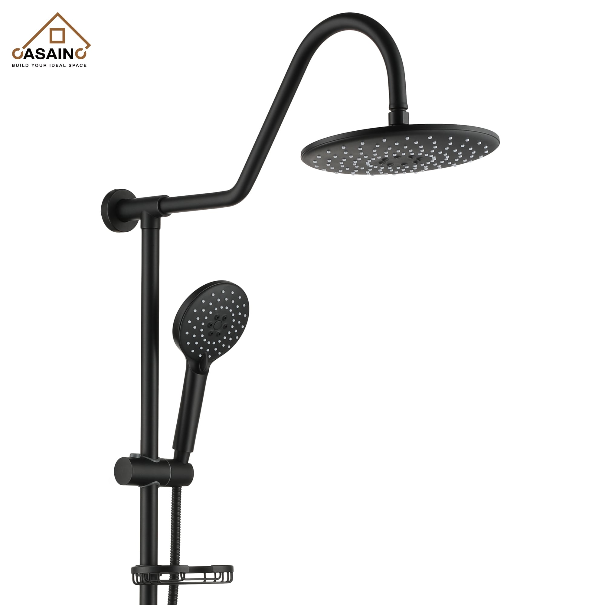 CASAINC CS1914-MB Matte black 8-in Built-In Shower Faucet System with 2-way Diverter