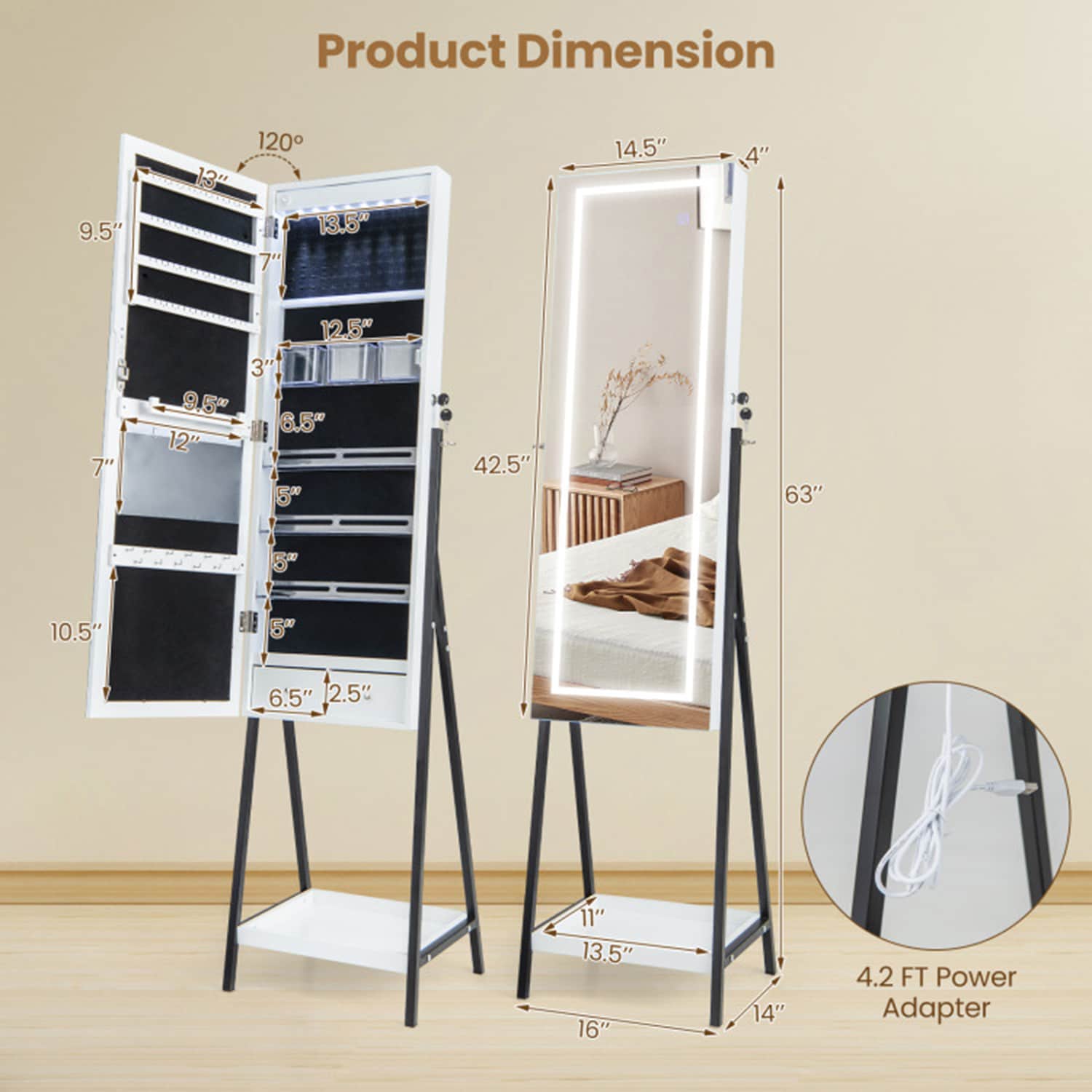Mondawe MO-JV11240WH Jewelry-Armoires - View #13