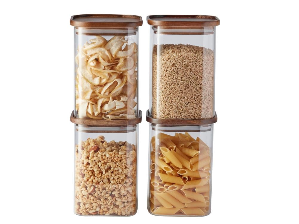 Essos Glass Jars with Wooden Lids, Set of 2 Airtight Storage