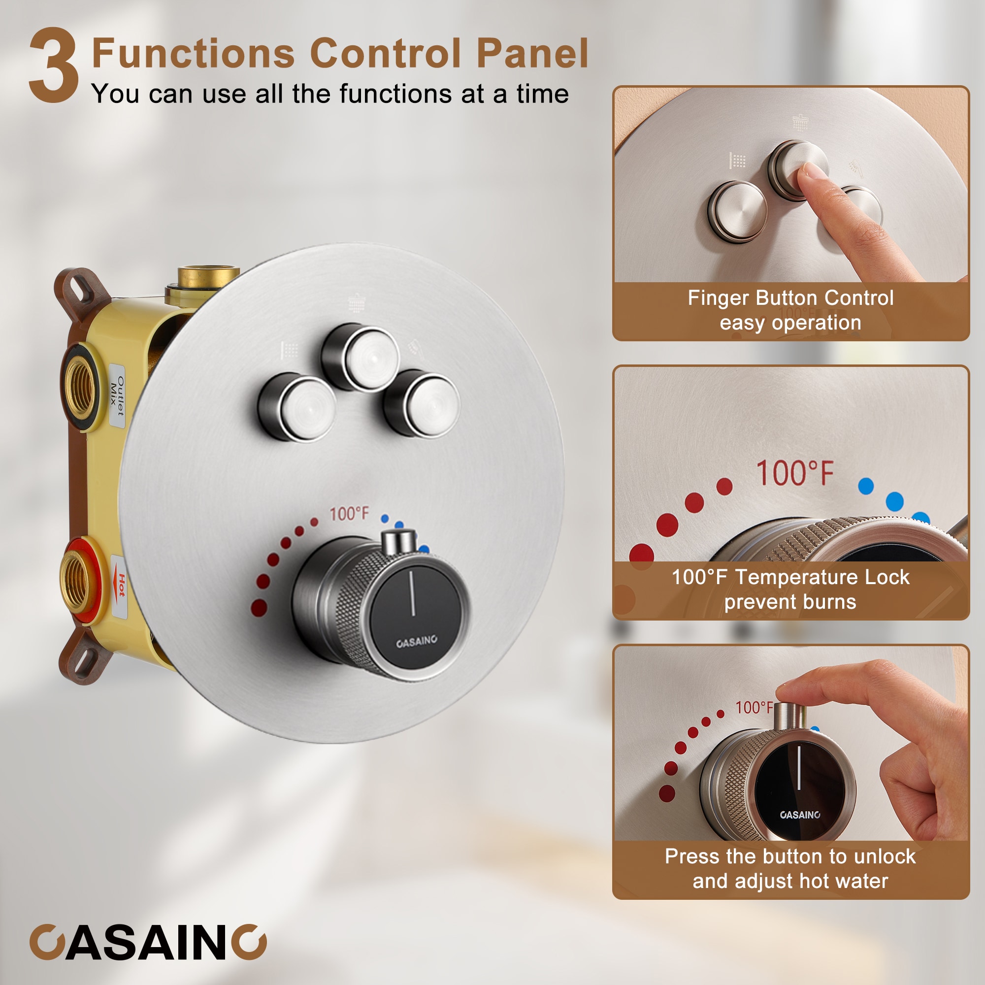 CASAINC CS6216-12BN Showerhead-Bar-Panels - View #9