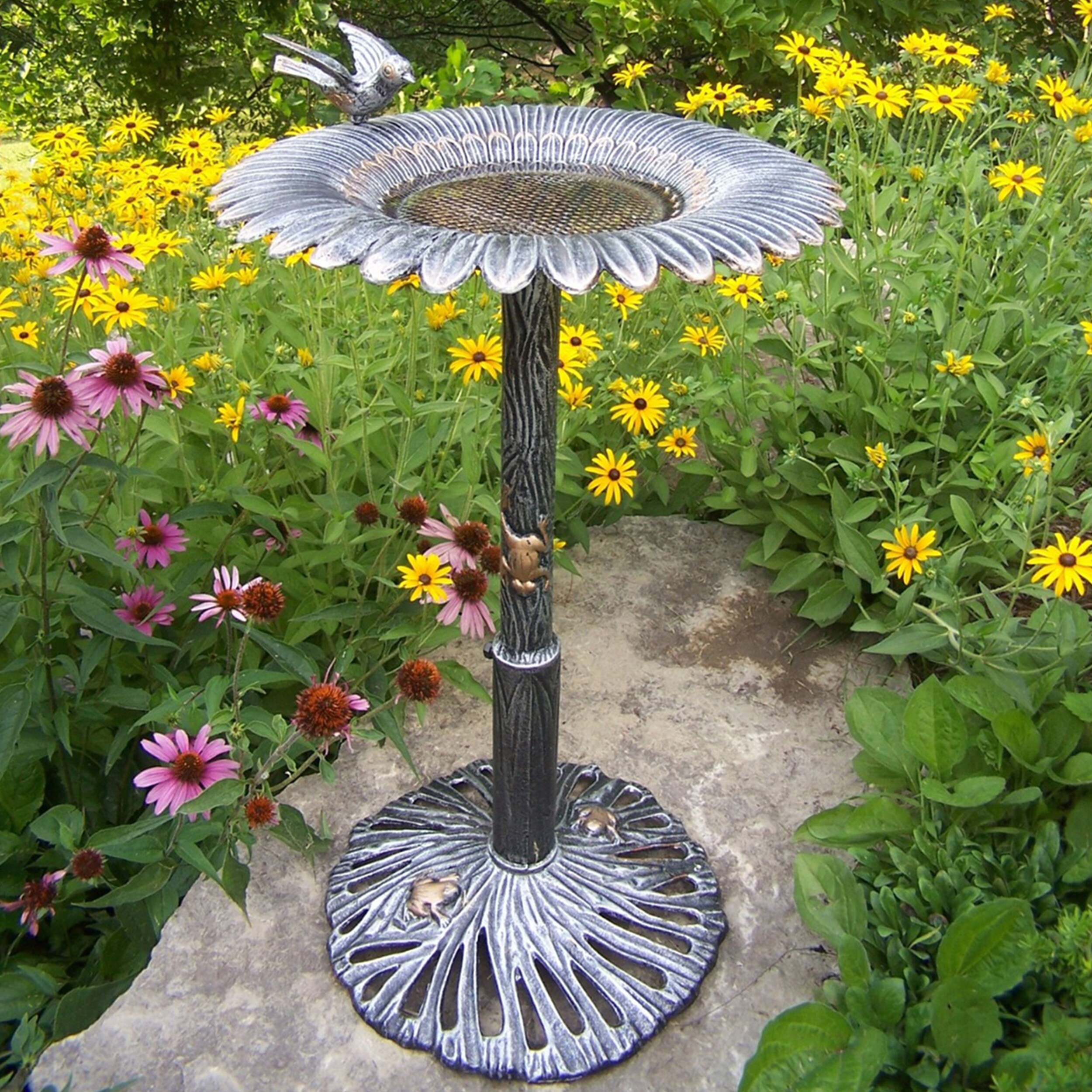 Oakland Living Sunflower 30.25-in H Antique Pewter Cast Iron Complete ...