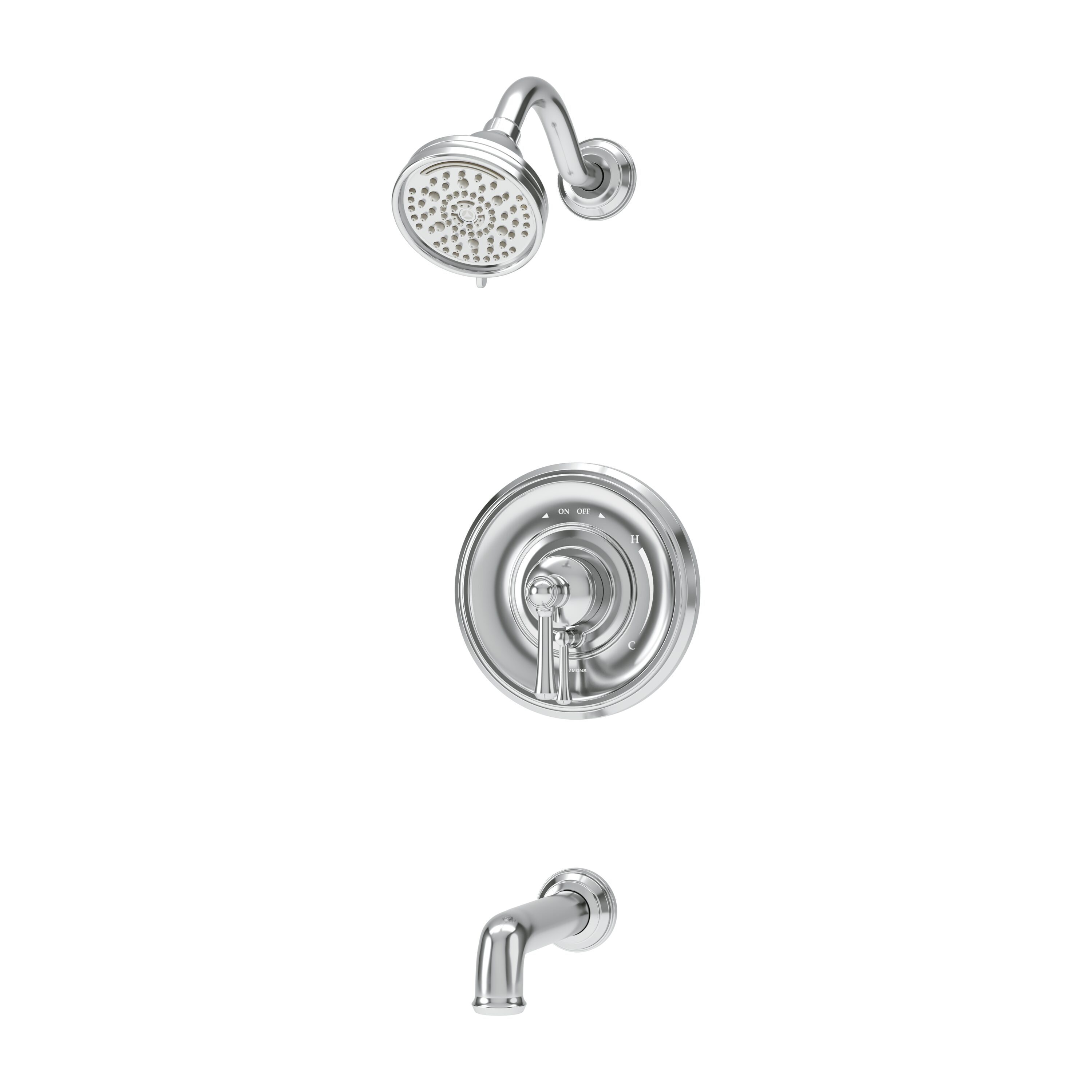 Symmons S589215TRM Braston Polished Chrome 1-handle Multi-function 4.07-in Round Bathtub and shower Faucet