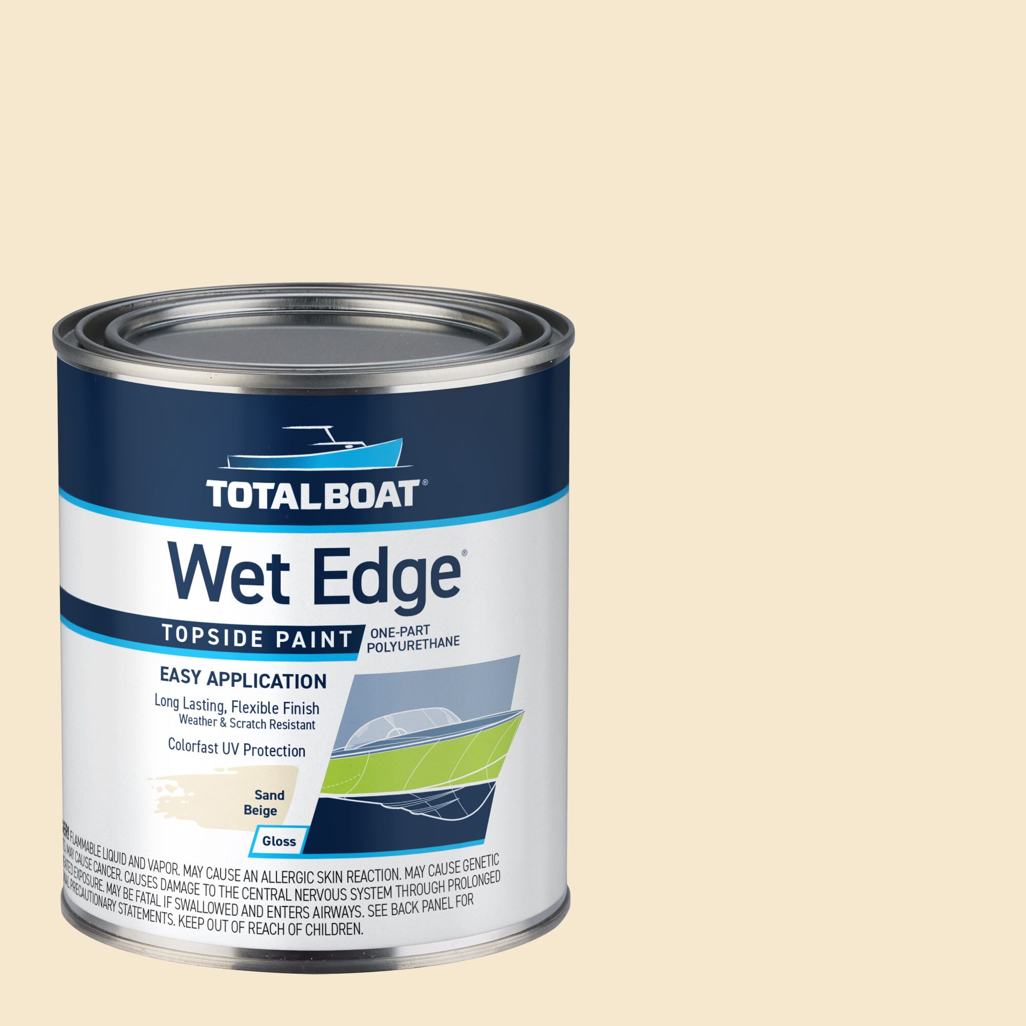 TotalBoat 504144 Wet Edge Topside Paint High-gloss Sand Beige Enamel Oil-based Marine paint ( 1-quart )