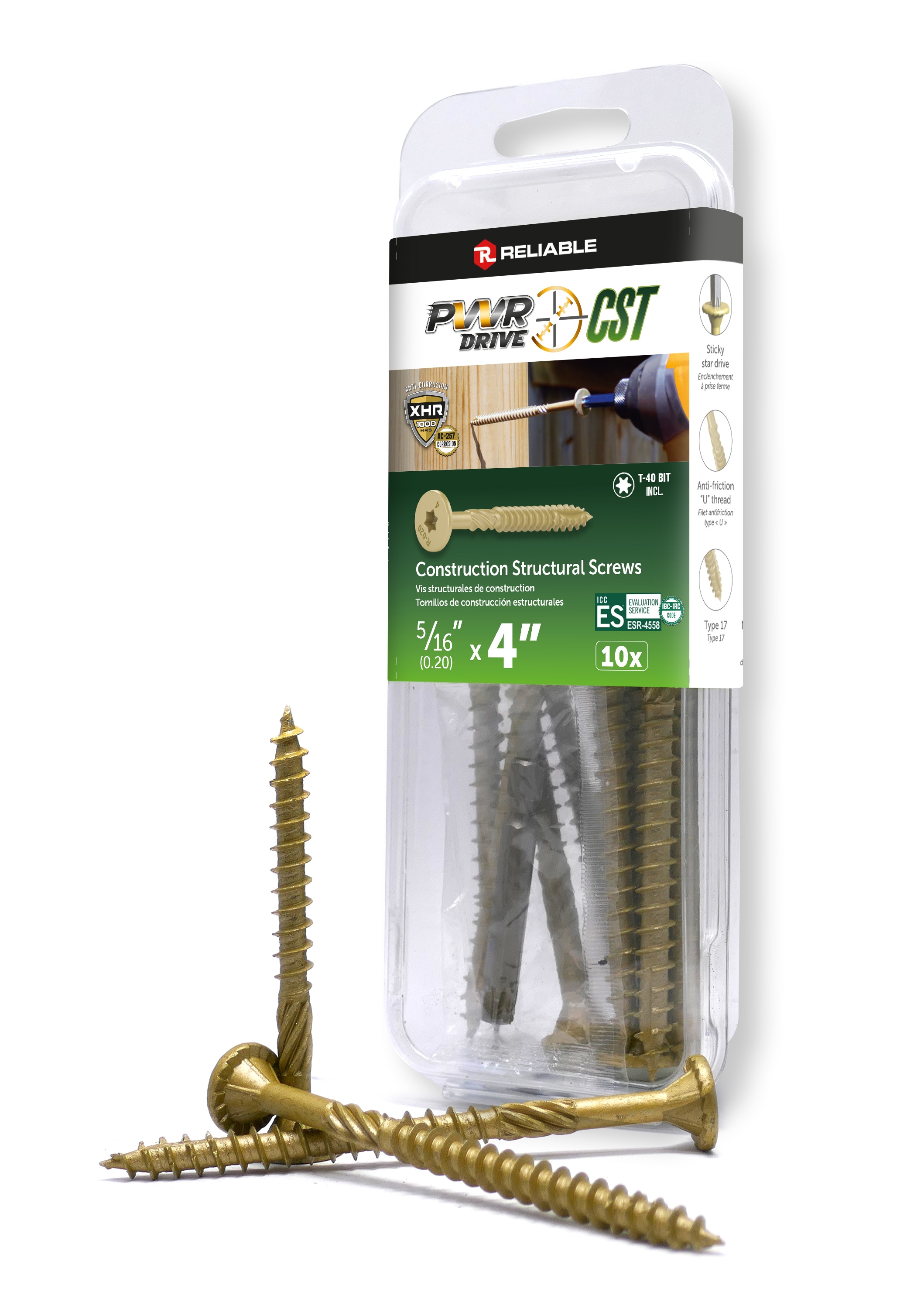 PWR DRIVE Reliable 5/16-in x 4-in Wood to wood Deck Screws 10 -Per Box