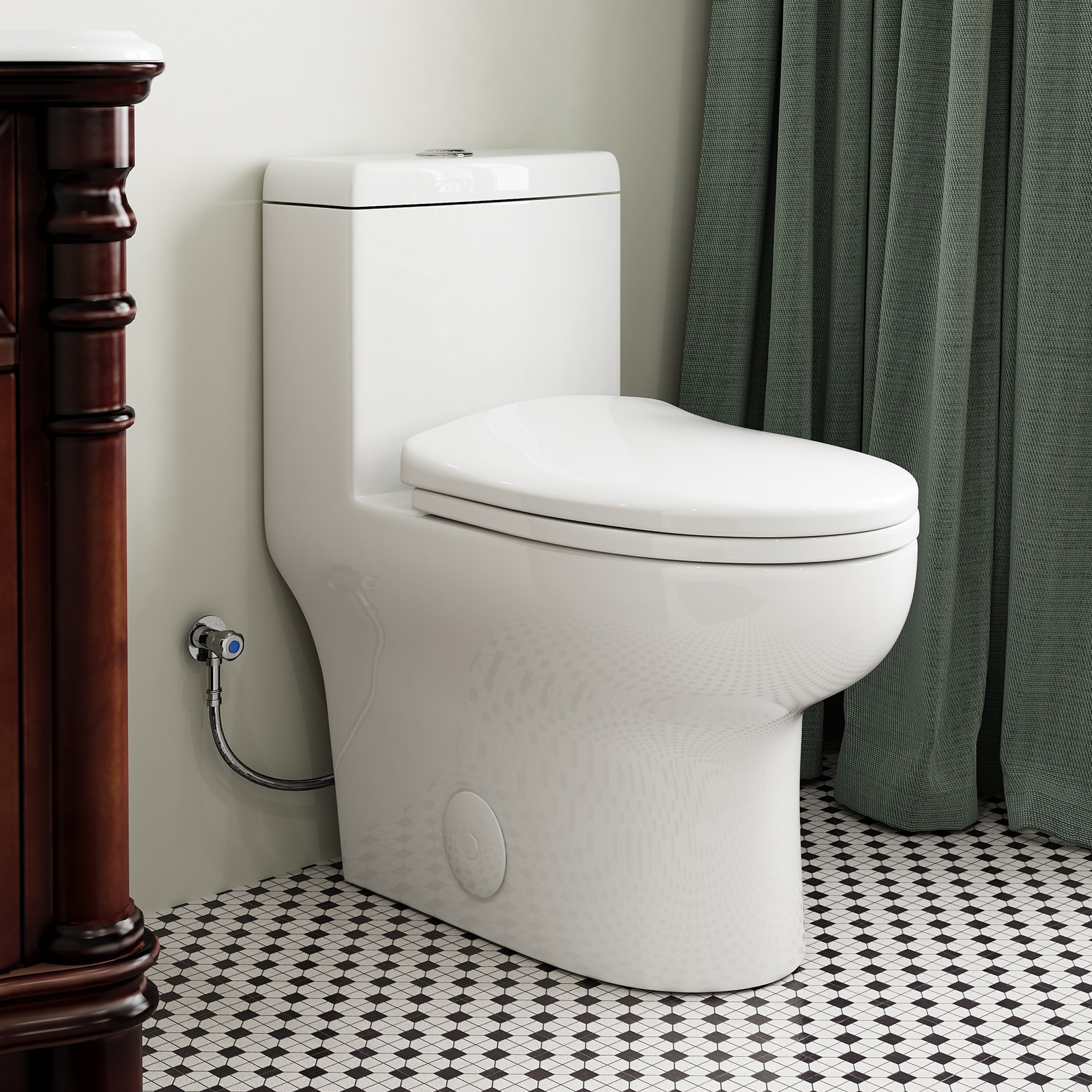 HOROW HWMT-76D-10 White Elongated Standard height 10-in Rough-In 1.6 GPF Dual Flush Soft Close 1-piece Toilet