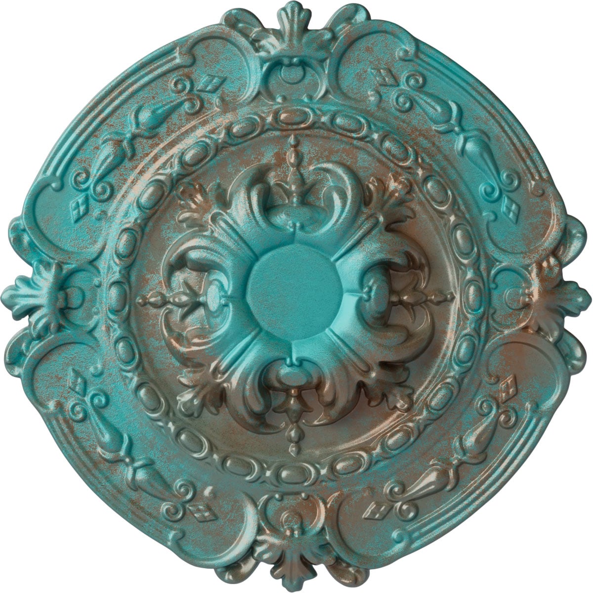 Ekena Millwork CM17SOCGS Southampton 16.375-in W x 16.375-in L Painted Copper Green Patina Polyurethane Whole Ceiling Medallion