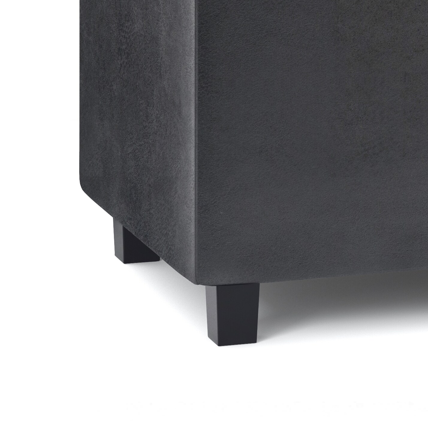 Cosmopolitan Distressed Black Tufted Footstool with Storage