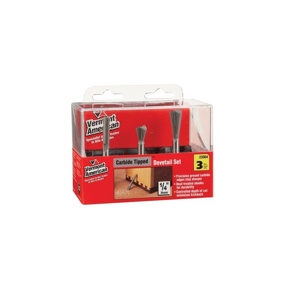 Vermont American JNSN34522 3 Piece Dovetail Router Bit Set