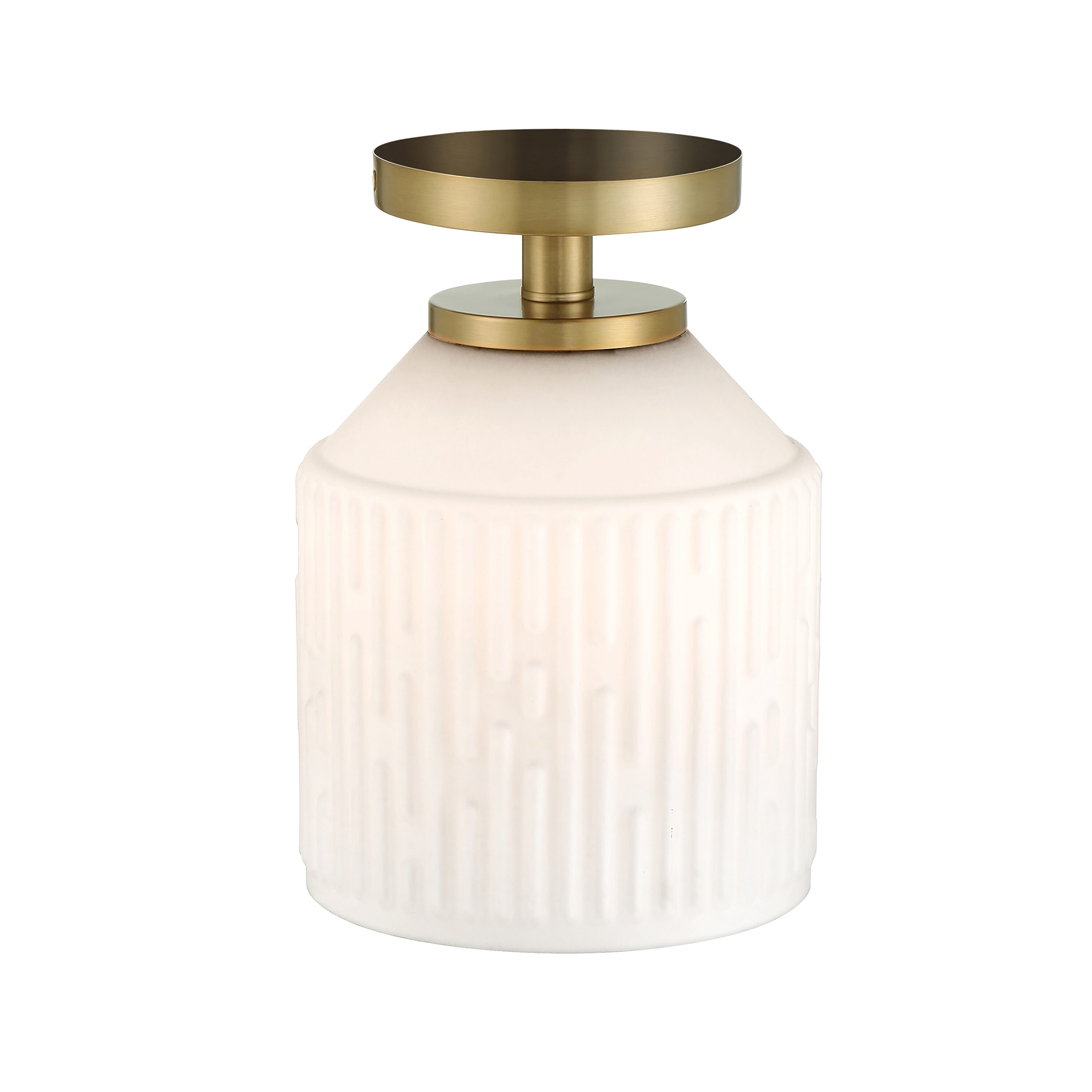 Ele Sculptural Glass Shade Semi-Flush Light in Brushed Gold