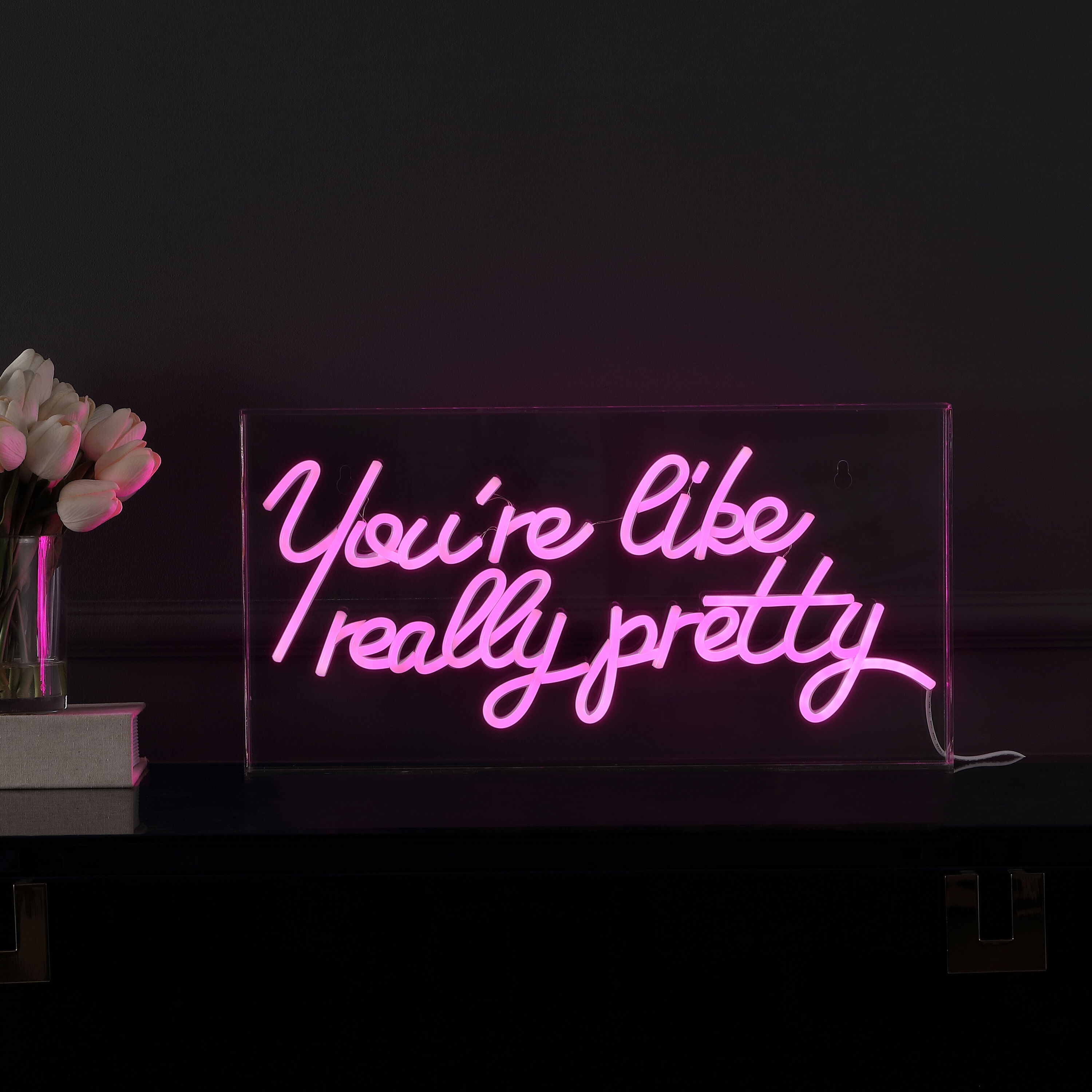 Pink Acrylic USB LED Neon Light Box Sign