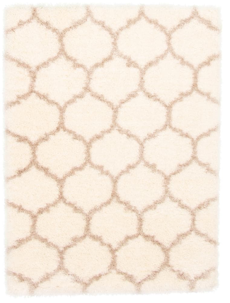 ECARPETGALLERY 324603 Agadir Trellis 5 x 7 (ft) Loomed Polypropylene Ivory Rectangular Indoor Geometric Moroccan Area rug