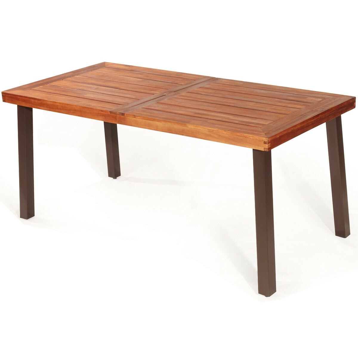 Iseryn - Patio Table Rectangle Outdoor Dining Table 32-in W x 67.5-in L with Umbrella Hole