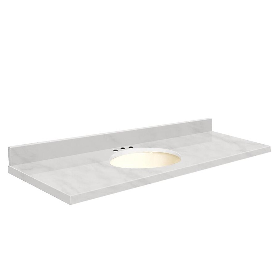Transolid 61-in White Carrara Natural Marble Single Sink Bathroom Vanity Top Transolid 61-in White Carrara Natural Marble Single Sink Bathroom Vanity Top