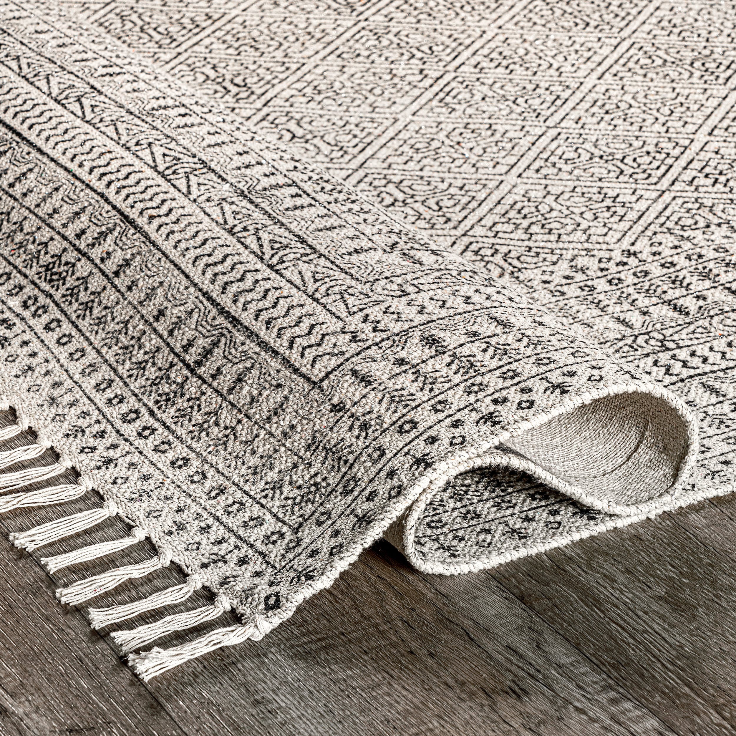 Handmade Moroccan Trellis Ivory Wool 5' x 8' Area Rug