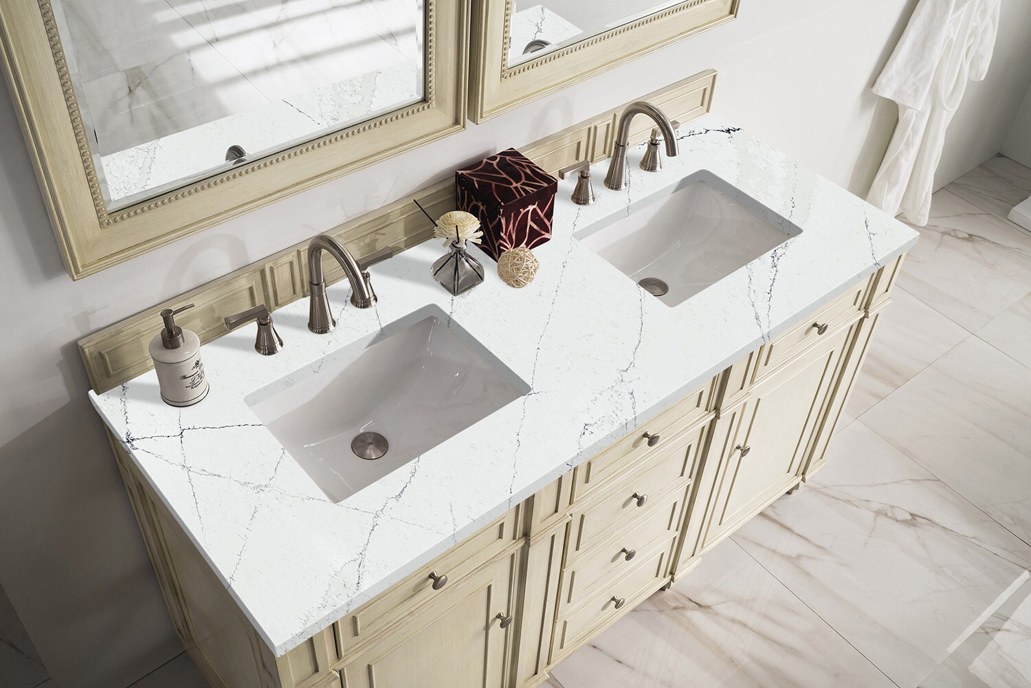 James Martin Vanities Bristol 60-in Vintage Vanilla Undermount Double ...