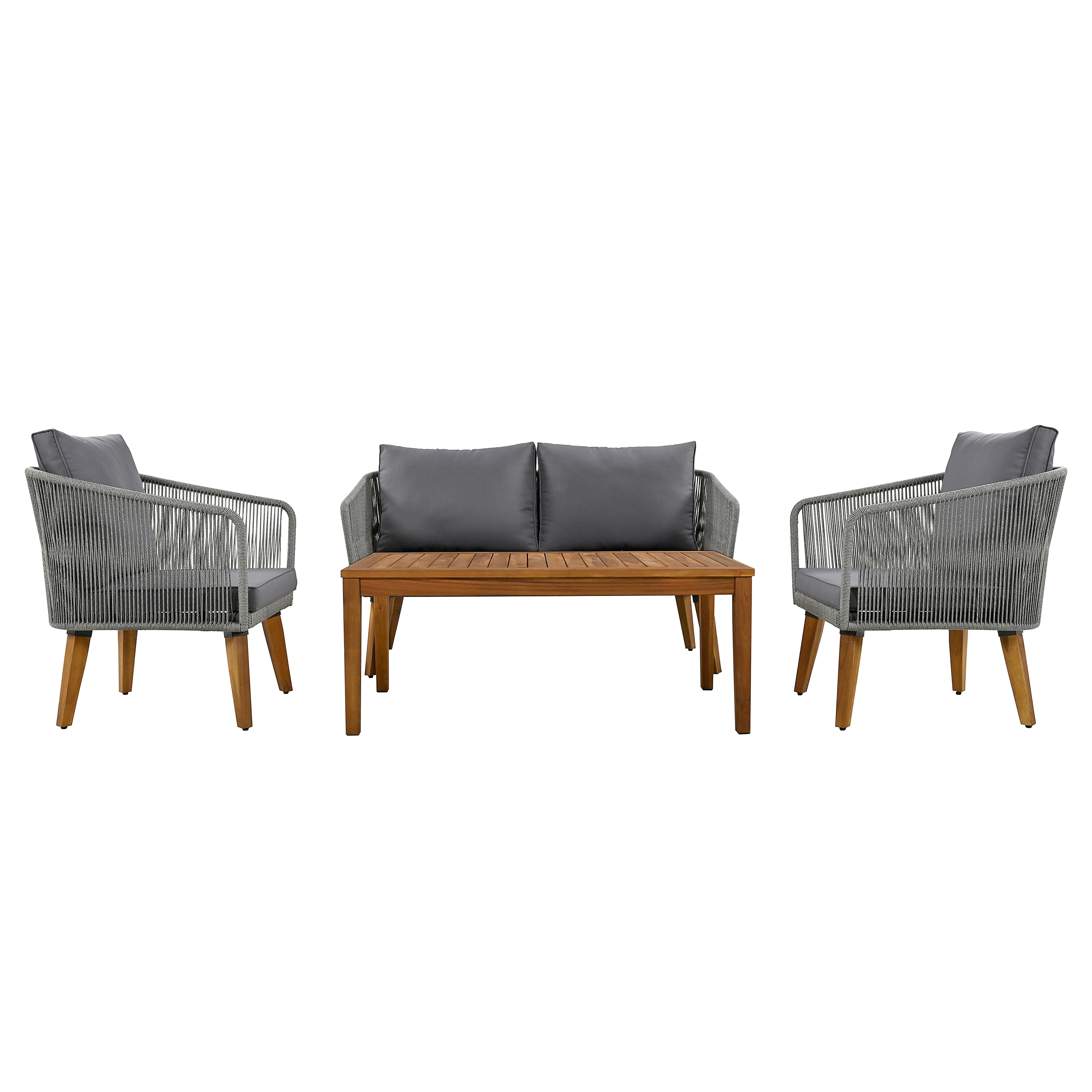 AHIOU HOME ZAAHG-0004AAESF Cyrus 4 -Piece Patio Conversation Set with Gray Cushions