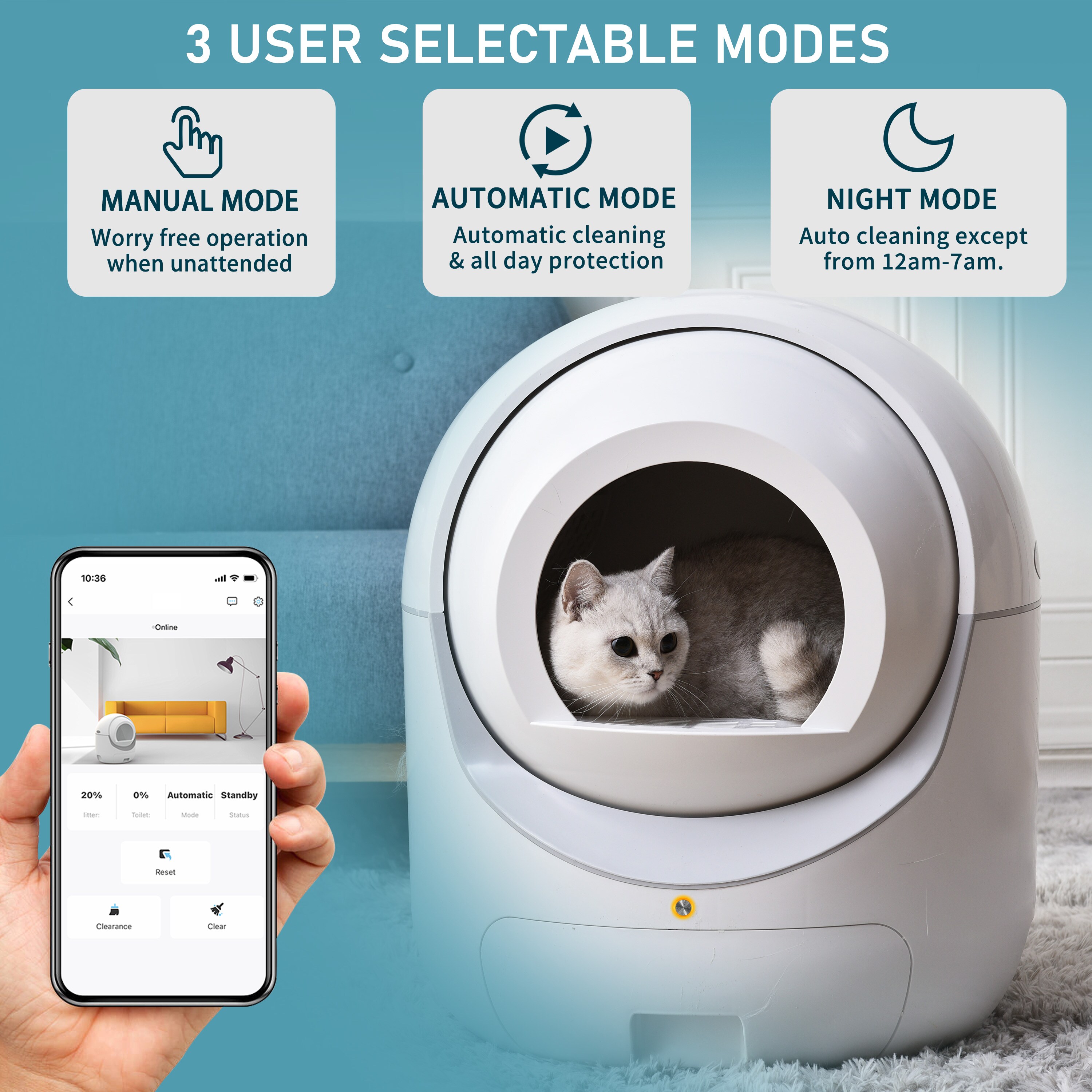 Xspracer White Abs Selfcleaning Automatic Litter Box in the Litter