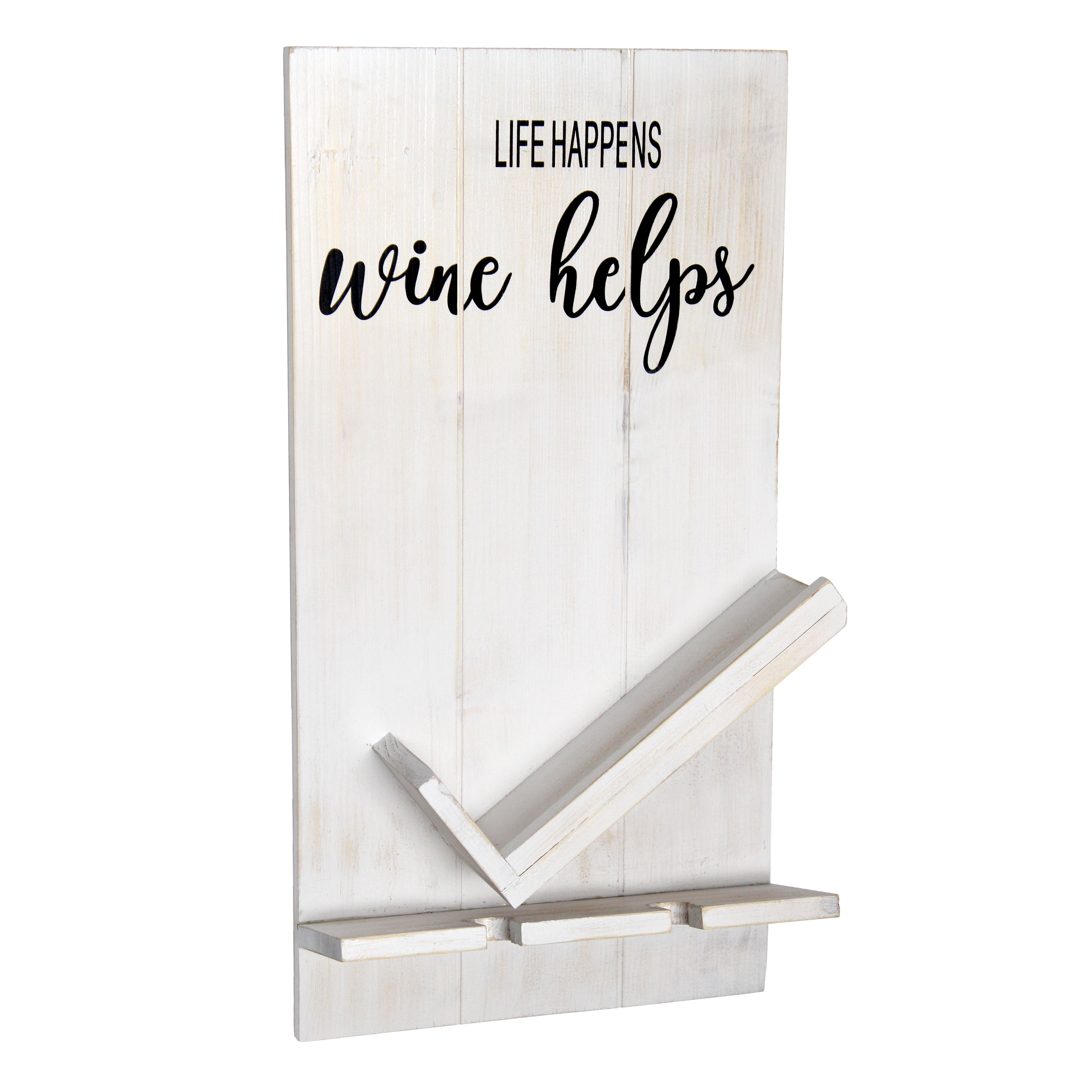 Elegant Designs HG1016-WWH White Wash Wood Wall-Mounted Wine rack