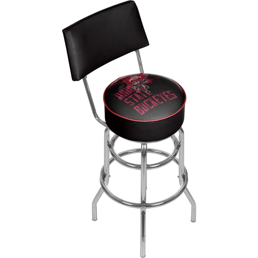 Trademark Gameroom OSU1100-SMOKE Ohio State Buckeyes Bar Stools with Backs Chrome Bar height Swivel Metal Bar Stool Back