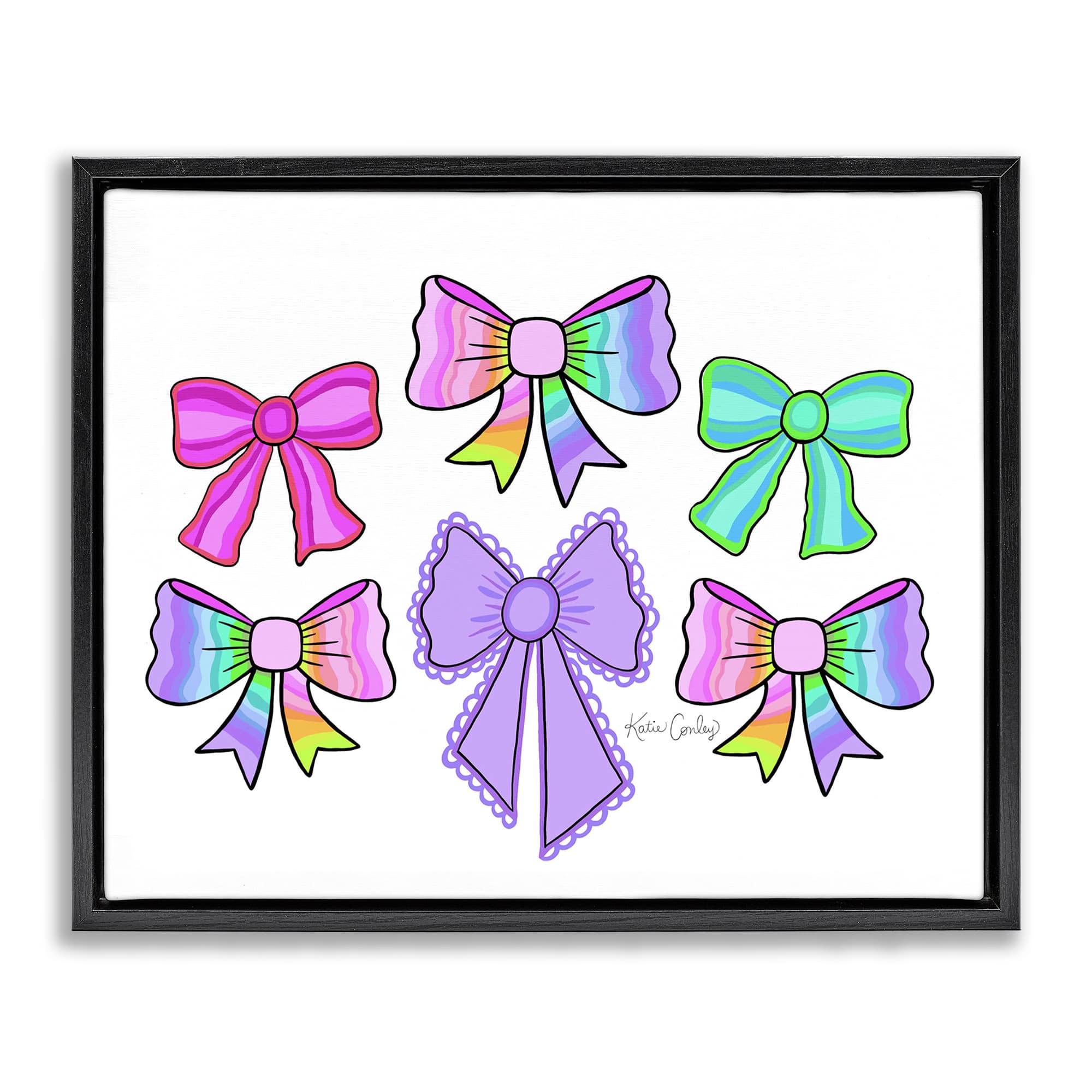 Stupell Industries BS-752-FFB-24X30 Playful Bowtastic Ribbons Floating Frame design by Katie Conley