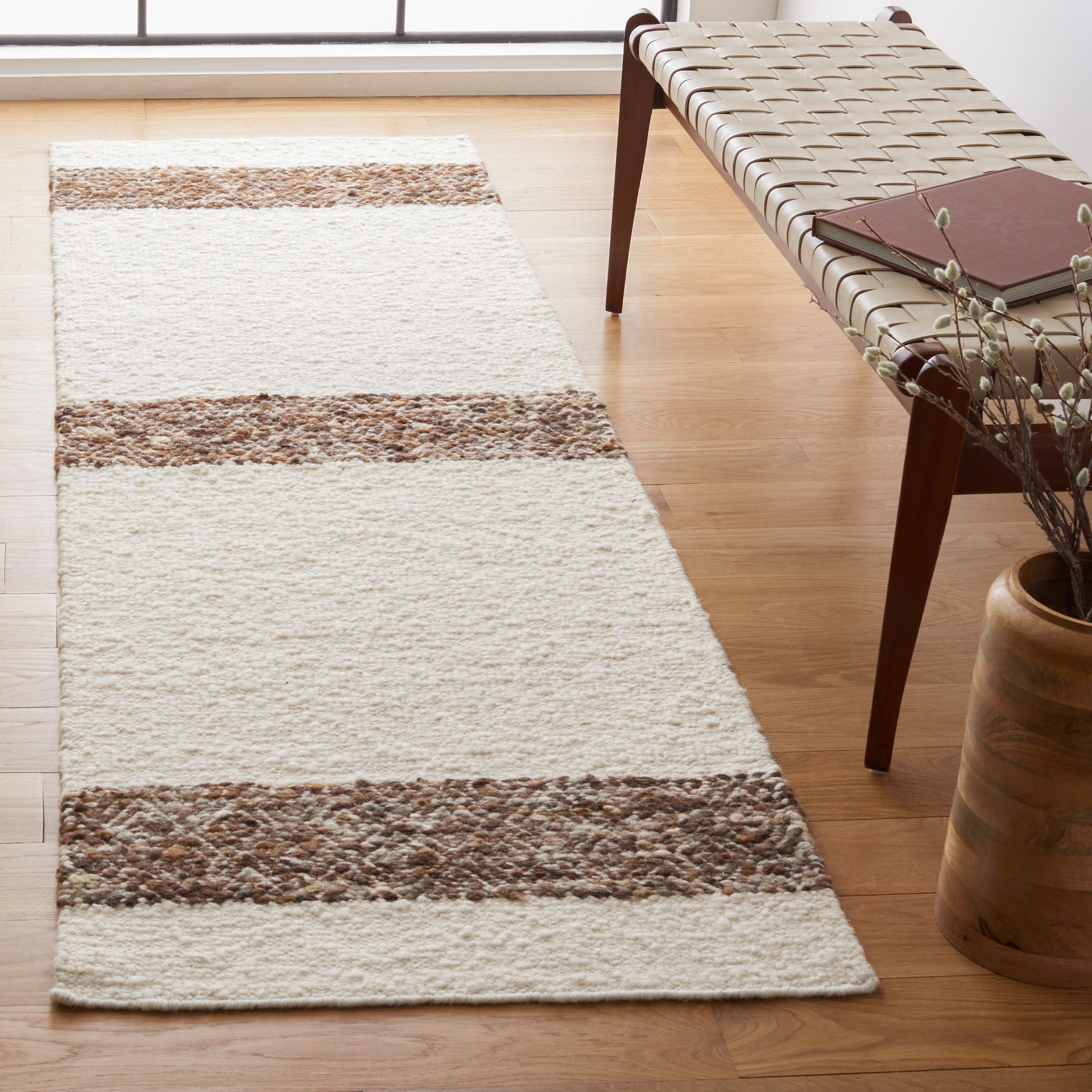 Ivory Coast Hand-Tufted Wool and Cotton Runner Rug, 27" x 8"