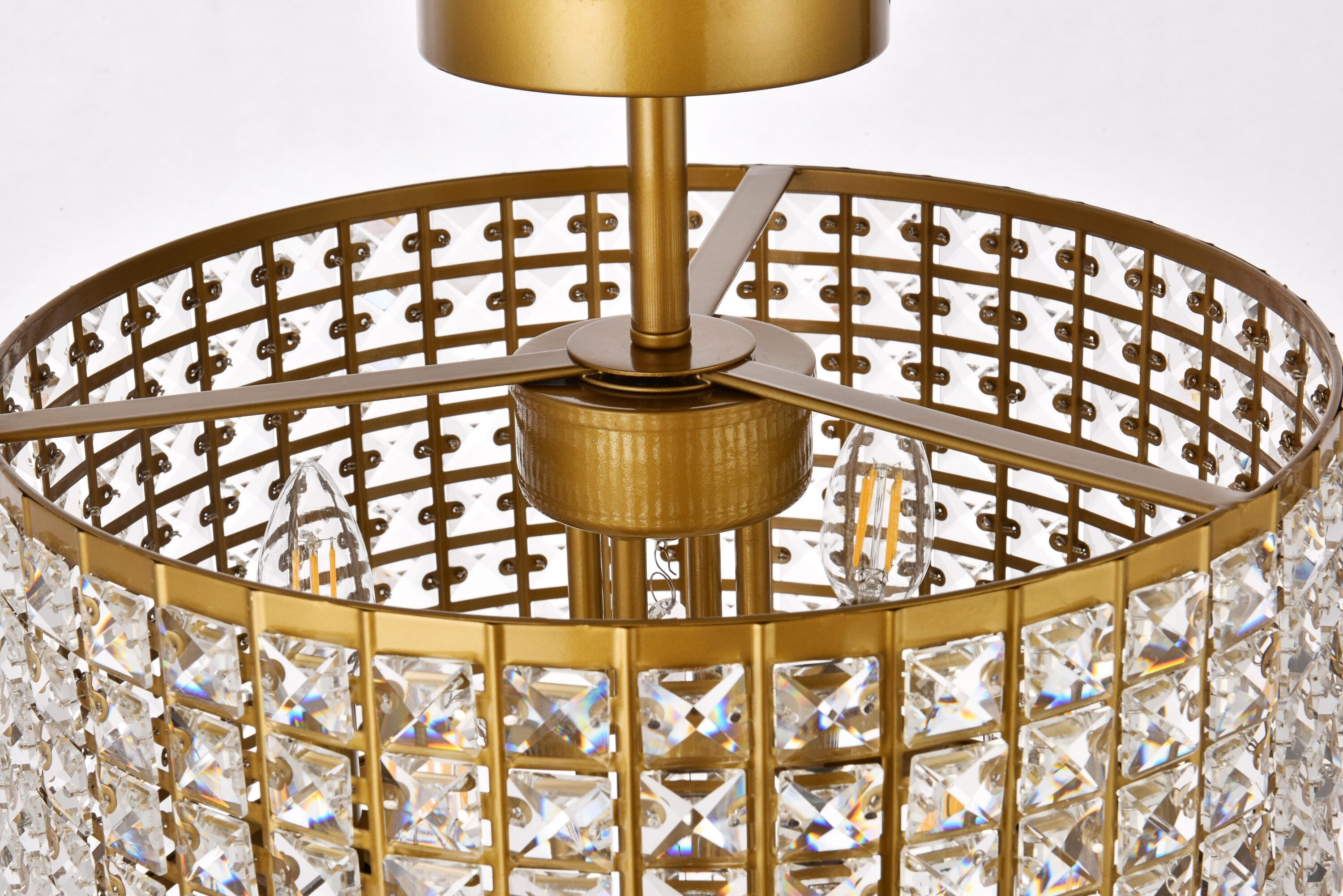 Elise 14" Brass and Crystal Flush Mount Light
