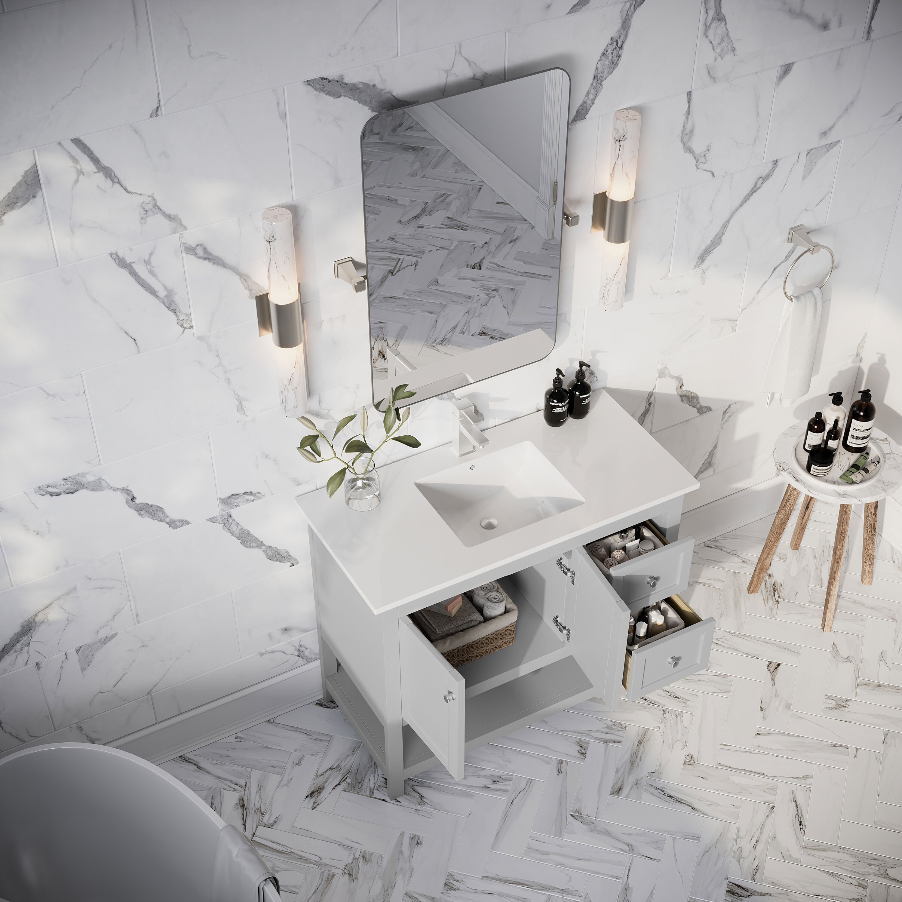 Fresca FCB2340GR-CWH-U Bath-Vanity-Combo - View #4