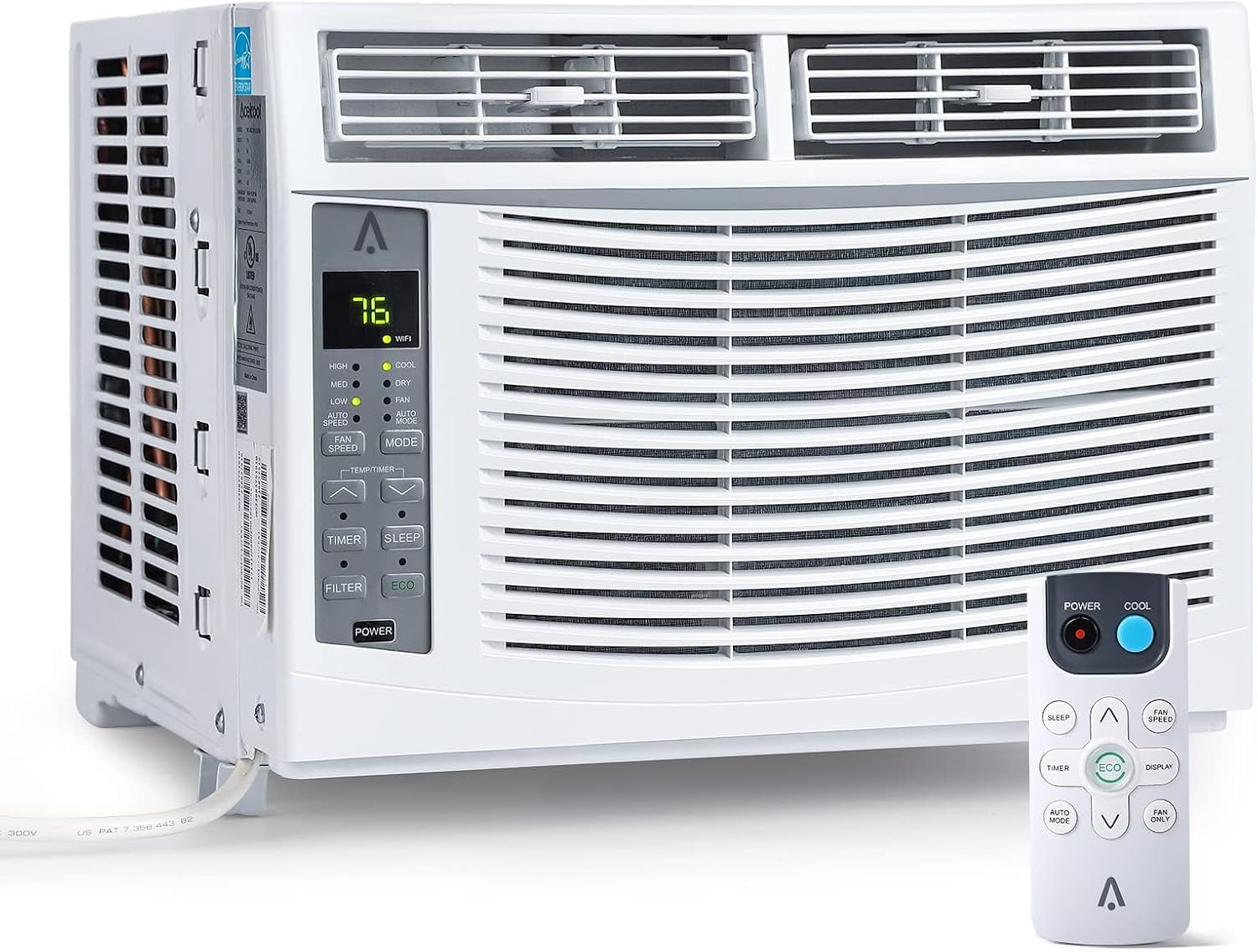 Qeetex ZYS-PHO-0WPUZ5B5 6000 BTU Window Air Conditioner with Remote Smart WiFi Control Quiet Window AC for 250 Sq Ft Energy Saving Dehumidifier 3-in-1 Cooling Fan Unit for Bedroom/Office/Apartment Easy Install