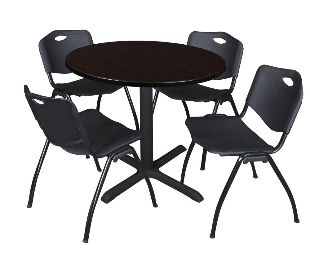 Regency TB36RNDMW47BK Breakroom Brown 4-Person Training Table (36-in W x 29-in H)