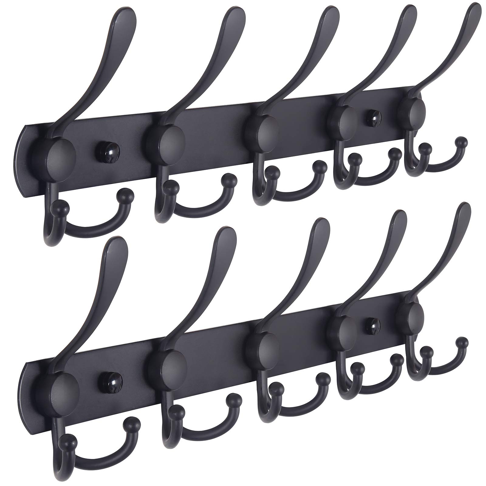 Lovav Black 16 in 2 Pcs Wall Mounted Coat Rack Hooks Heavy Duty Stainless Steel Multi Purpose Hanger for Entryway Mudroom Bathroom