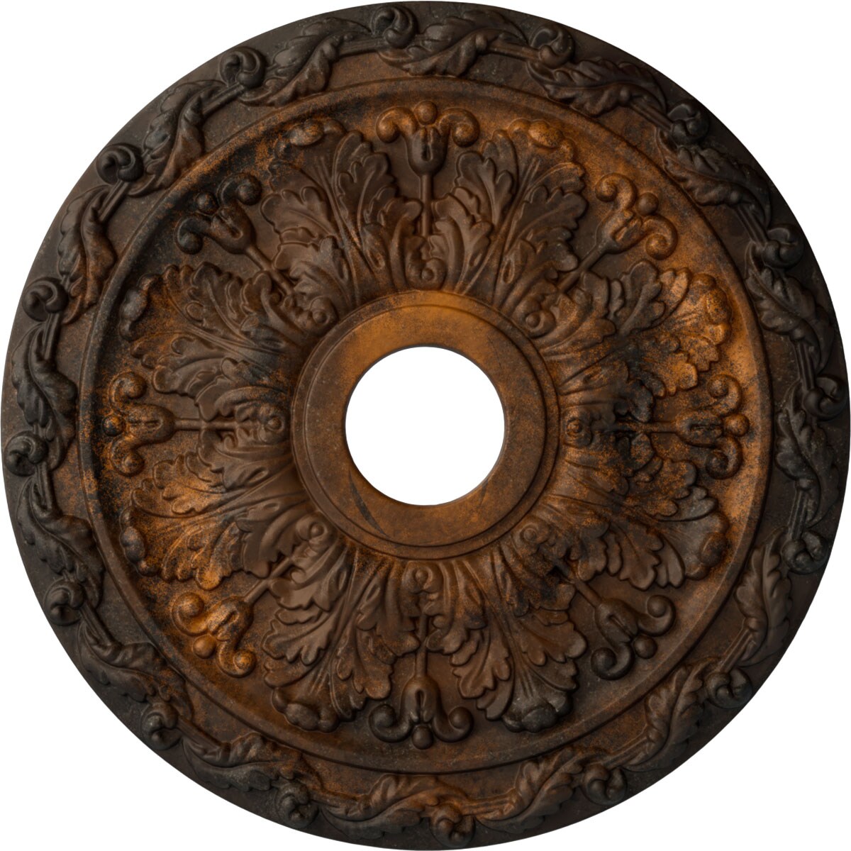 Ekena Millwork CM19SPRUS Spring Leaf 19.875-in W x 19.875-in L Painted Rust Polyurethane Whole Ceiling Medallion