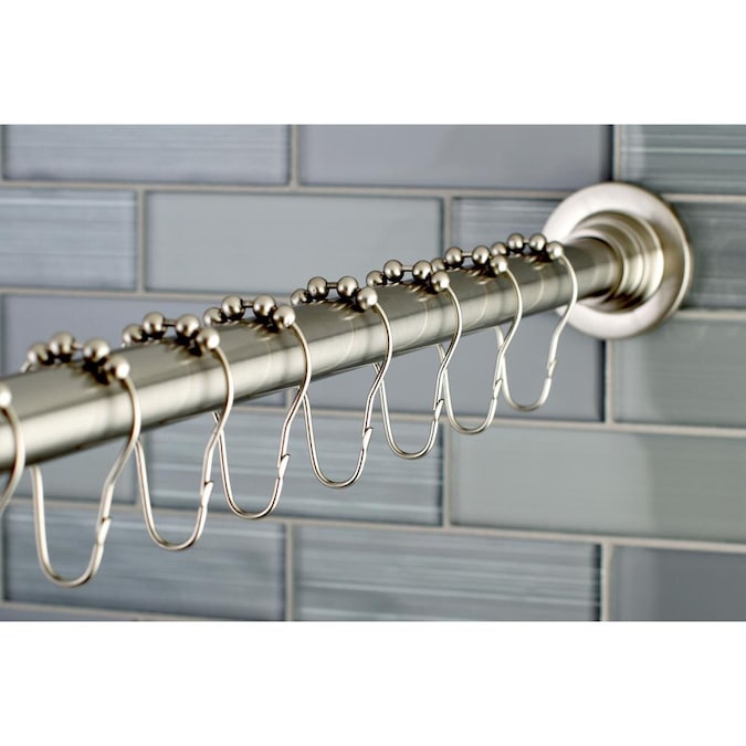 Shower Ring Set In Brushed Nickel, Adjustable Shower Curtain Rod