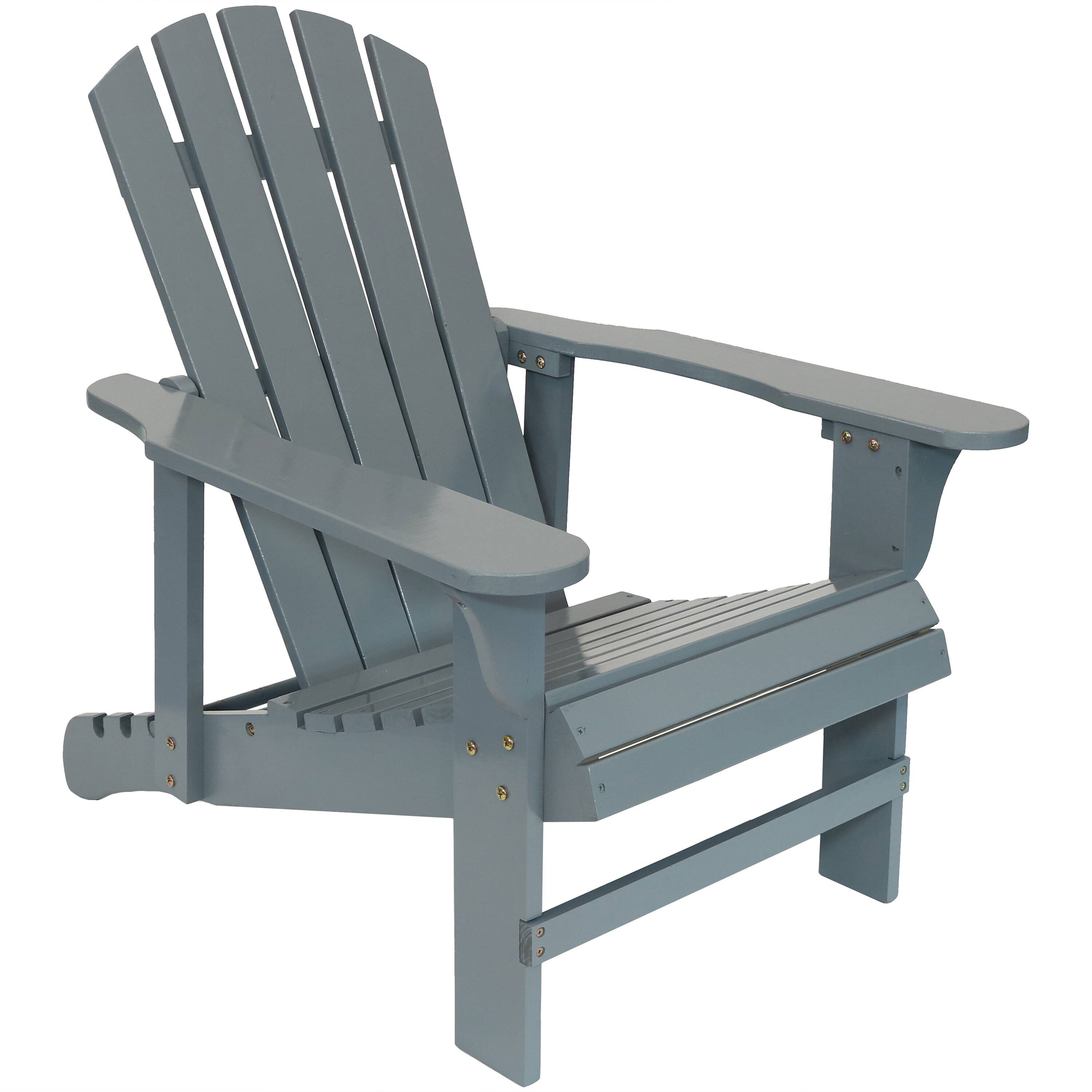 Sunnydaze Decor Gray Pine Frame Stationary Adirondack Chair(s) with ...