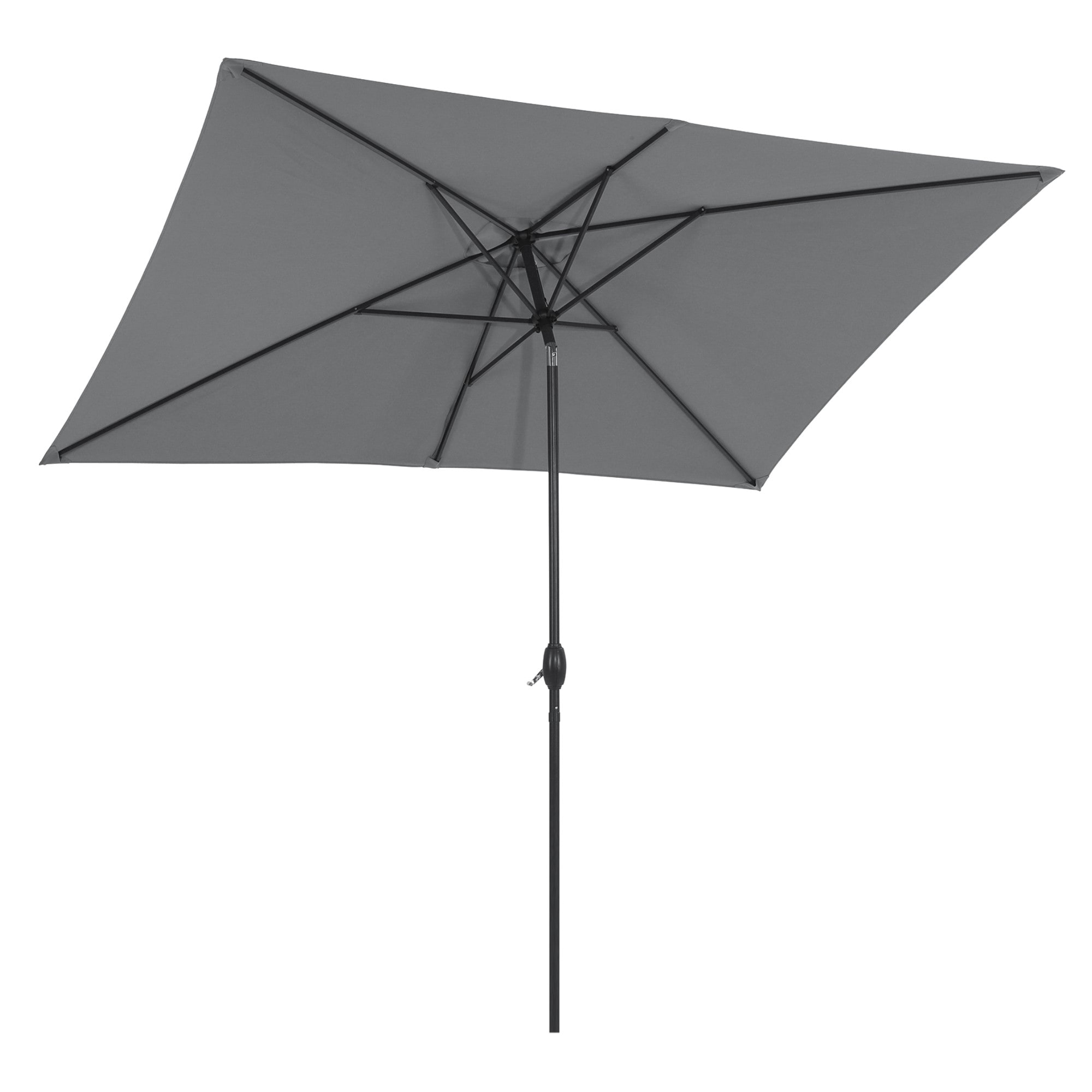 Mondawe 21300GYR-SM 10-ft Aluminum Gray Push-button Tilt Market Patio Umbrella