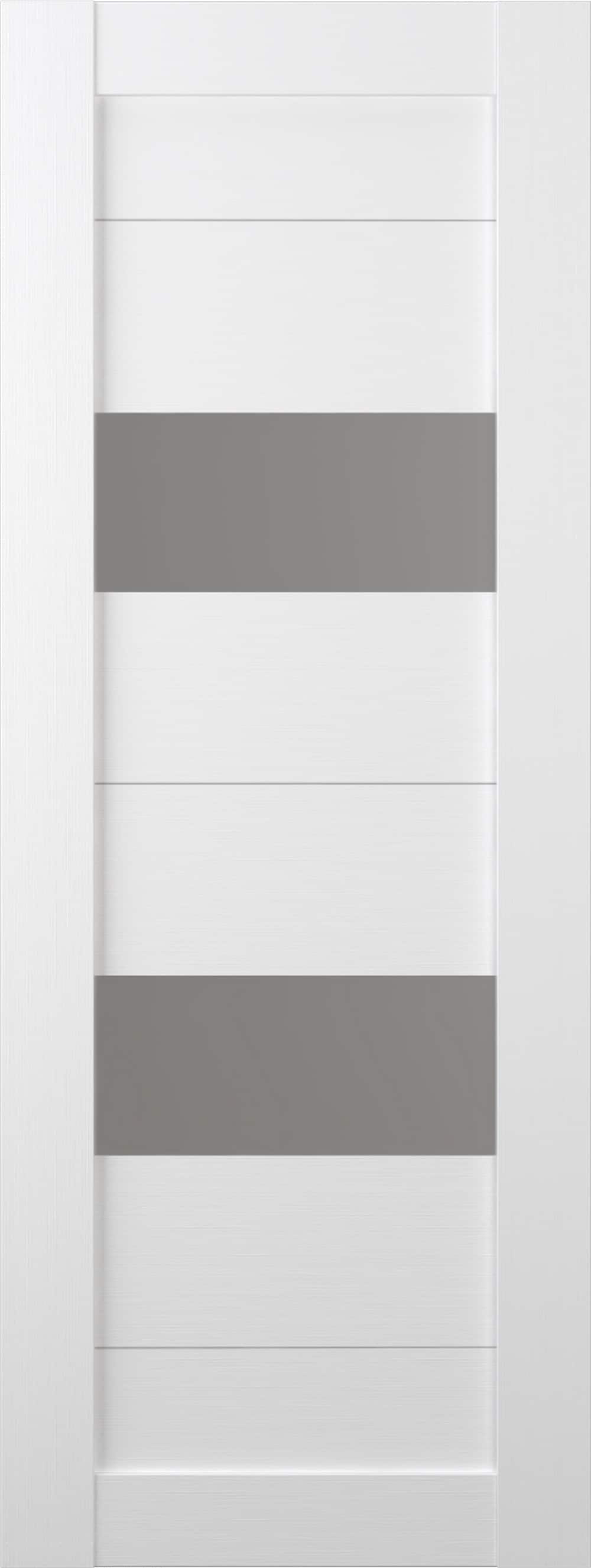 Belldinni 00000172086 Berta 24-in x 80-in Bianco Noble Horizontal plank Frosted glass Textured Solid core Prefinished Pine Wood Slab Door