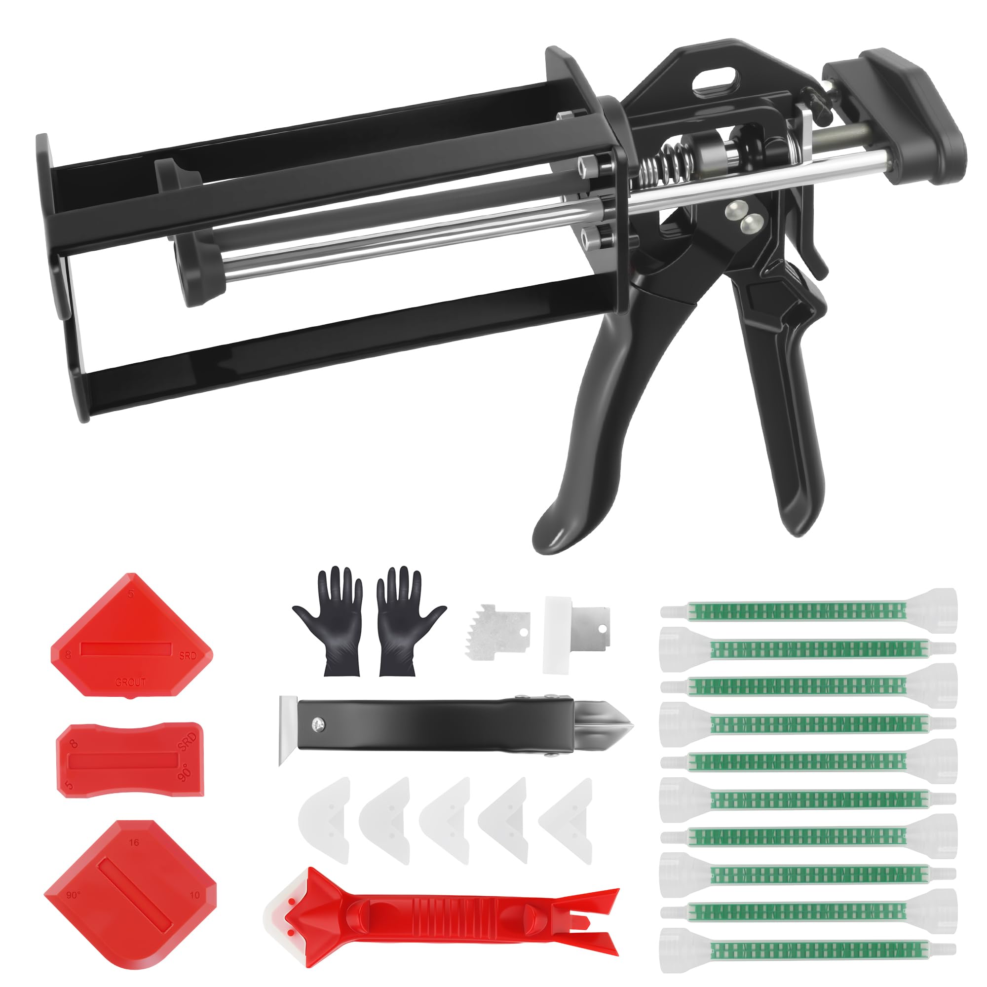 DYRCJ 200ml Epoxy Gun Dual Component Full Metal Heavy Duty Caulking Gun for 1 to 1 and 2 to 1 Mix Epoxy Applicator for Panel Bonding Structural #LDY0826Y0179