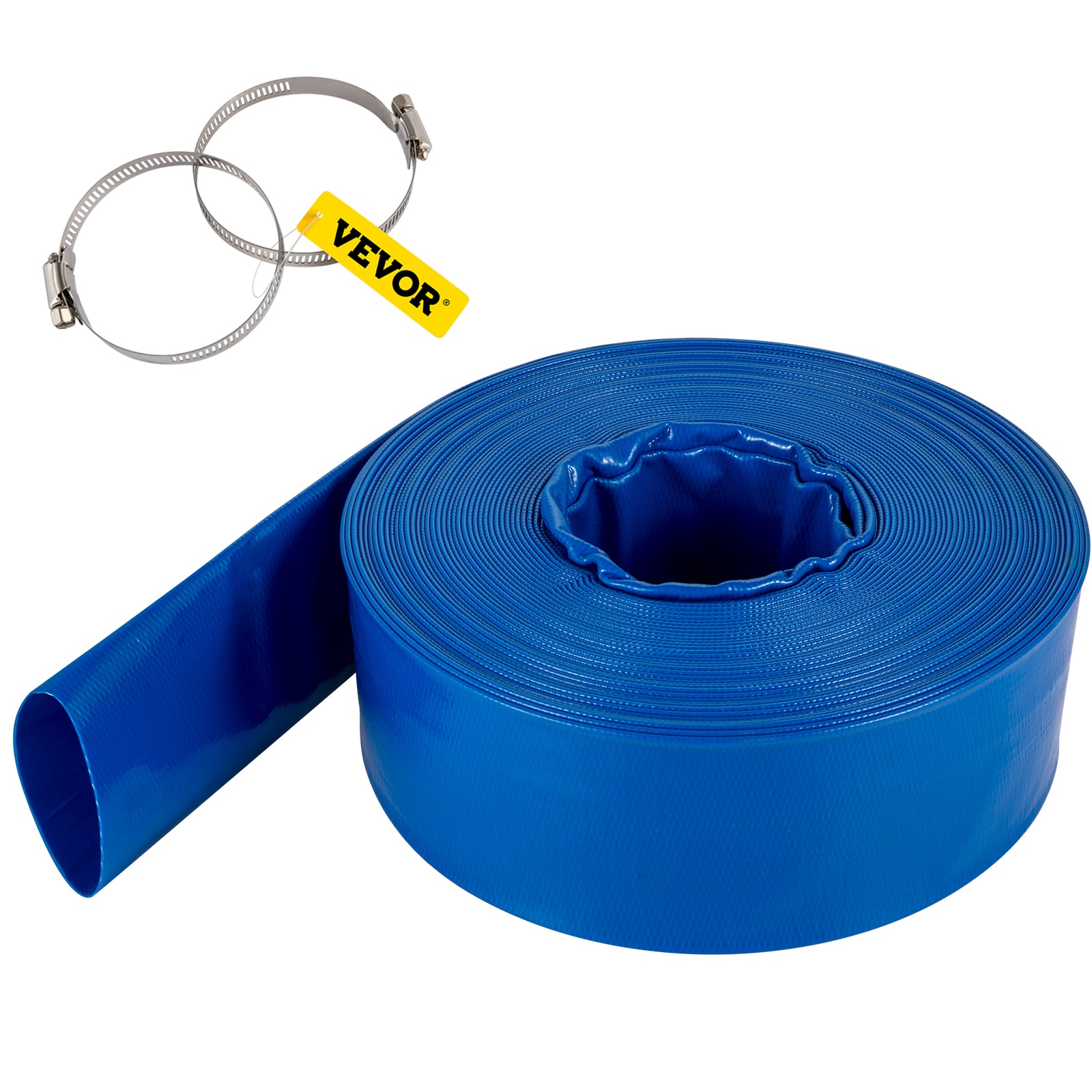 VEVOR YCFC4X100PVC2V96ZV0 4-in ID x 105-ft PVC Blue Flat discharge hose