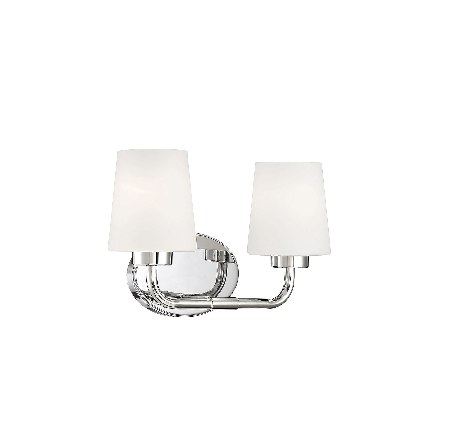 Capra Polished Nickel 2-Light Vanity with White Opal Glass Shades