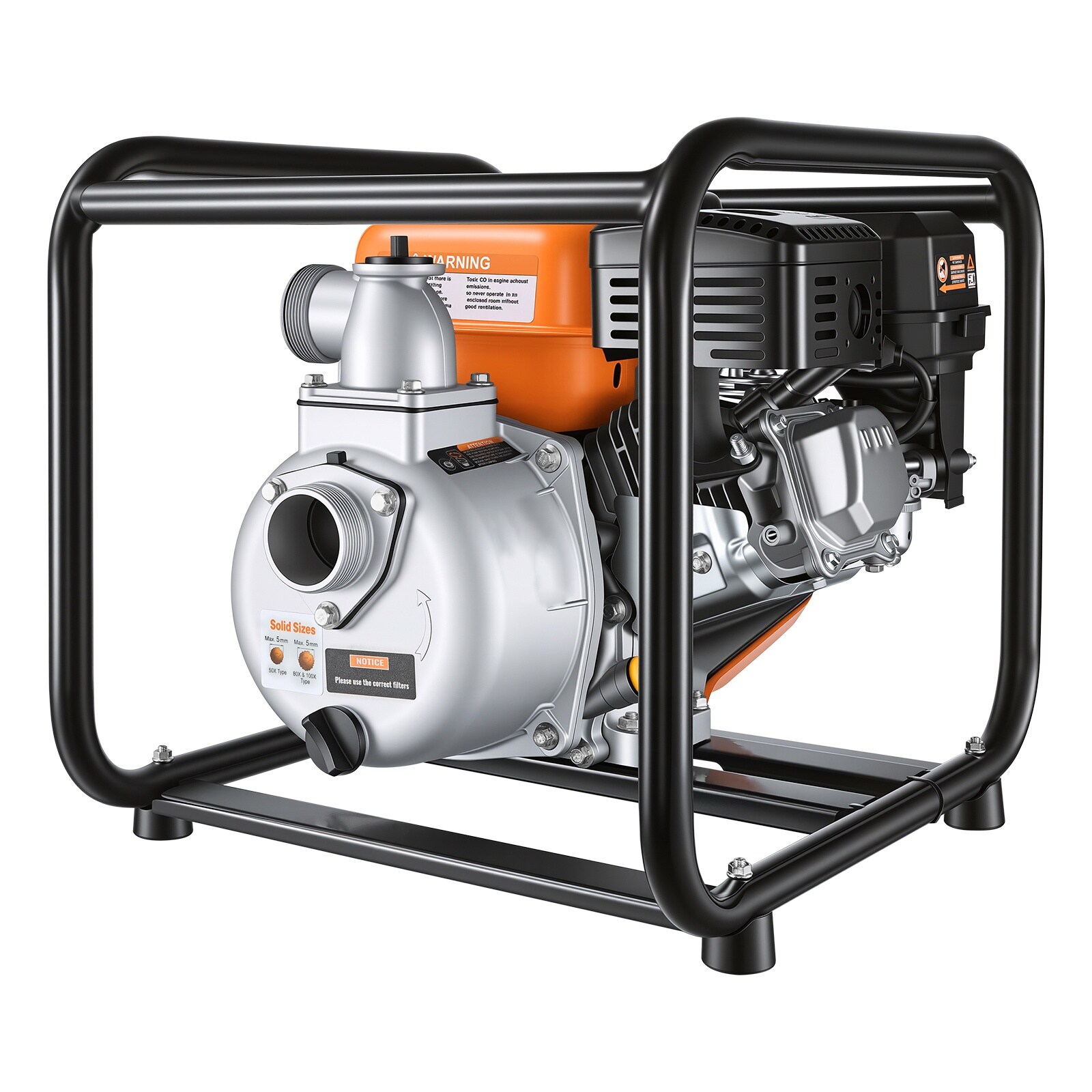 GIVIMO Gas Powered Water Pump 2-in 132-GPM 7-HP Semi Trash Water Transfer Pump with 25-ft Discharge Hose Cast Iron Impeller for Irrigation Ponds and Pools