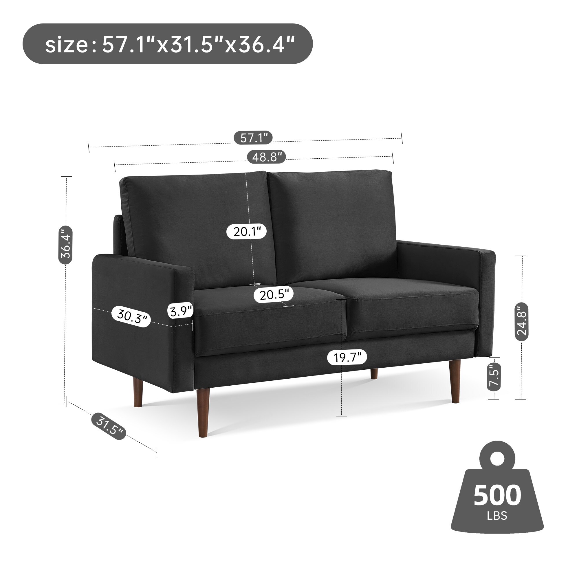 A Furniture Classics SS2789V-BK2S Sofas-Loveseats - View #3